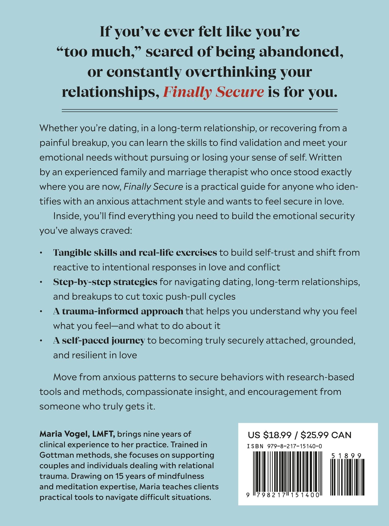 Finally Secure: Practical Skills for the Anxiously Attached to Find and Keep Love Without Losing Themselves (Attachment Theory)