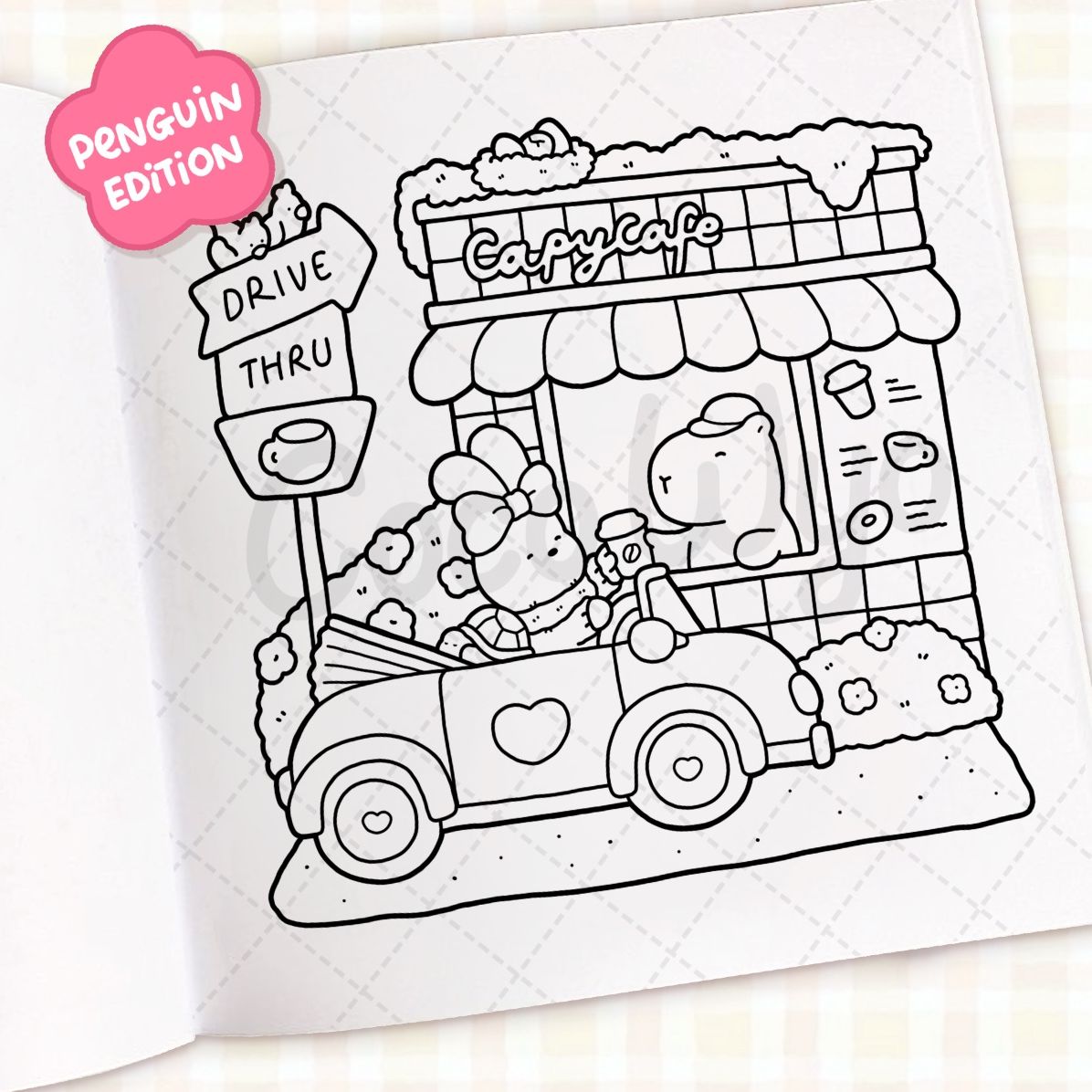 Cozy Cafe: Coloring Book for Adults and Kids