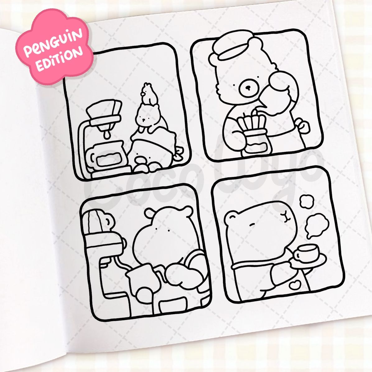 Cozy Cafe: Coloring Book for Adults and Kids