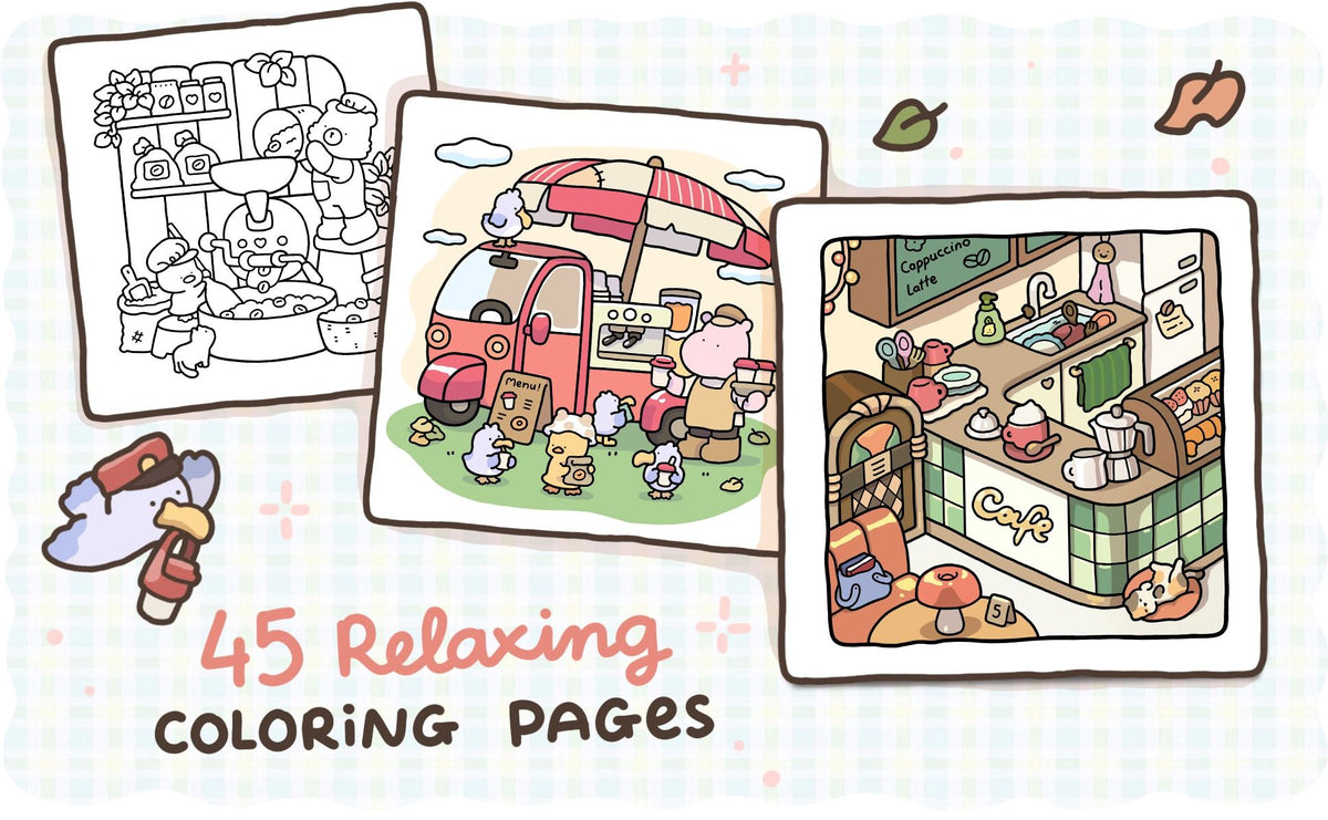 Cozy Cafe: Coloring Book for Adults and Kids