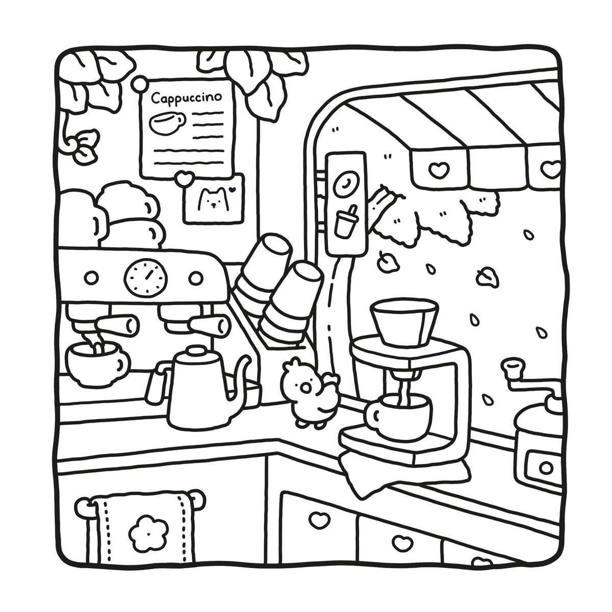 Cozy Cafe: Coloring Book for Adults and Kids