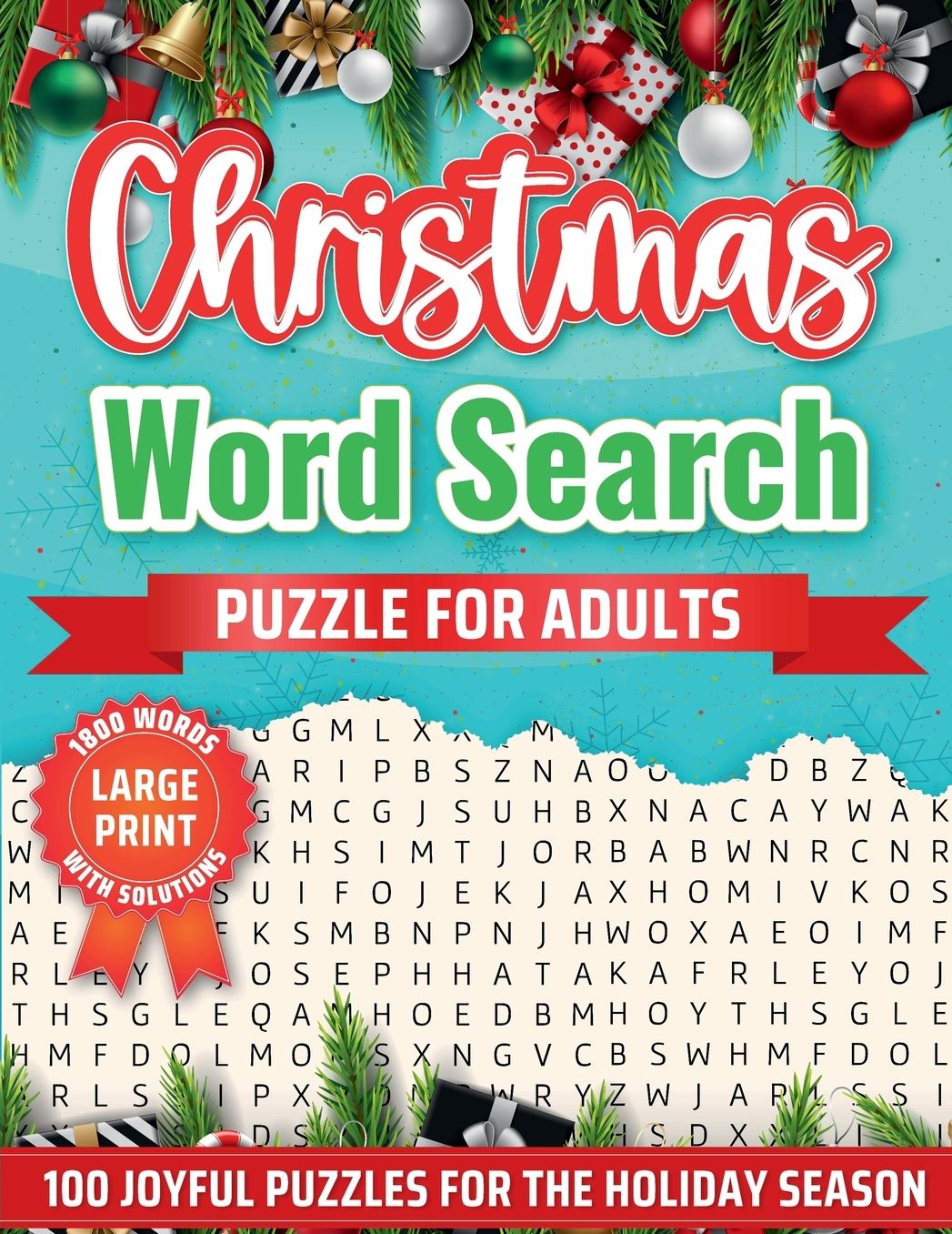 CHRISTMAS WORD SEARCH PUZZLE BOOK FOR ADULTS - LARGE PRINT-100 PUZZLES