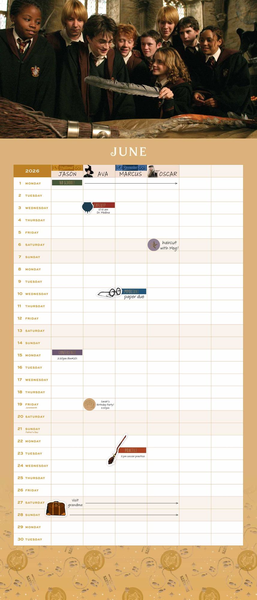 2026 Harry Potter: Hogwarts Family Wall Planner