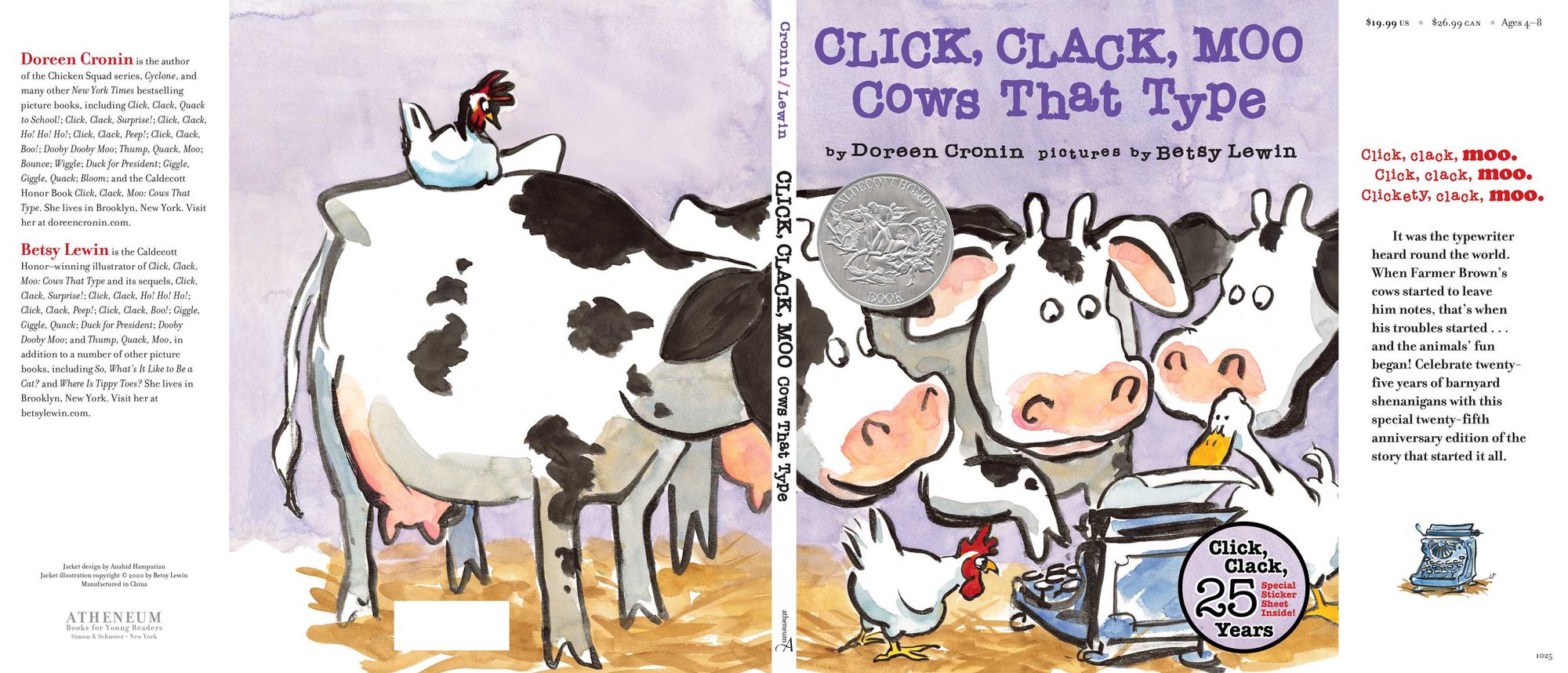 Click, Clack, Moo (25th Anniversary Edition): Cows That Type (Caldecott Honor Book)
