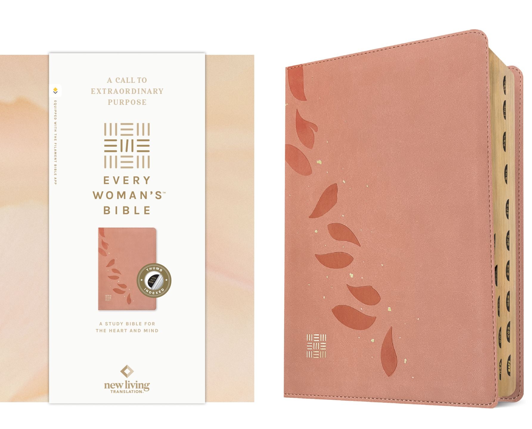 NLT Every Woman's Bible, Filament Enabled (LeatherLike, Pink Petals, Indexed, Red Letter)