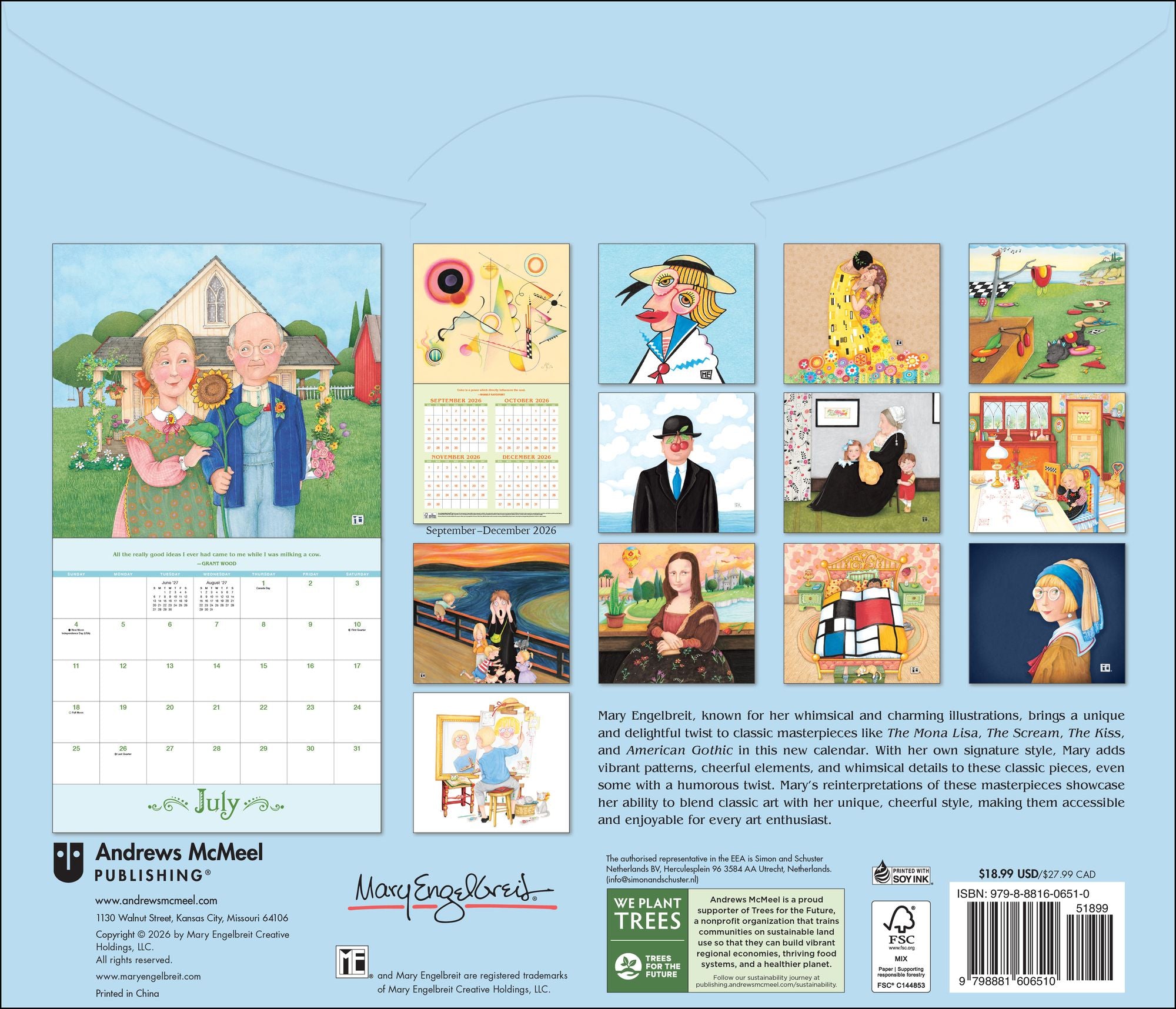 2027 Mary Engelbreit?S Me And The Masterpieces Deluxe Wall Calendar
