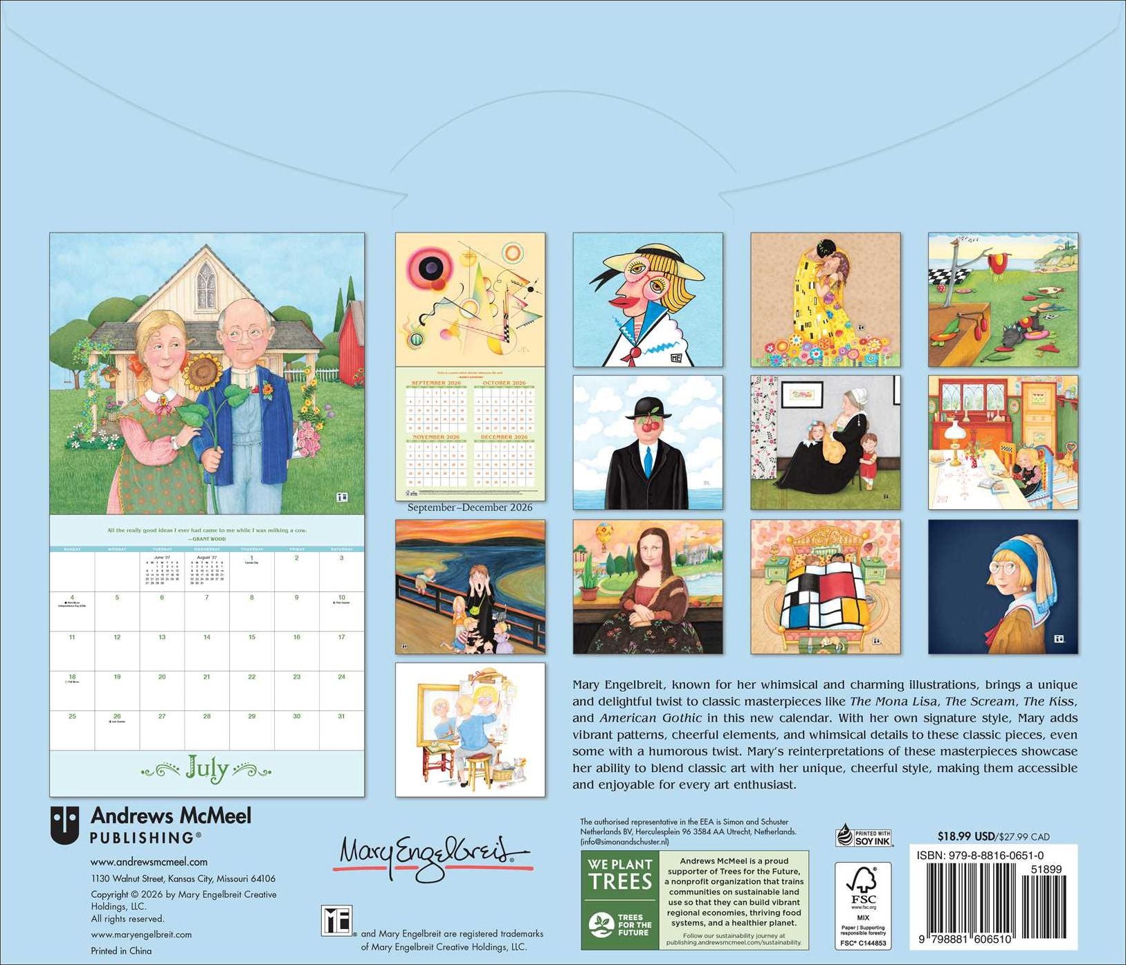 2027 Mary Engelbreit?S Me And The Masterpieces Deluxe Wall Calendar