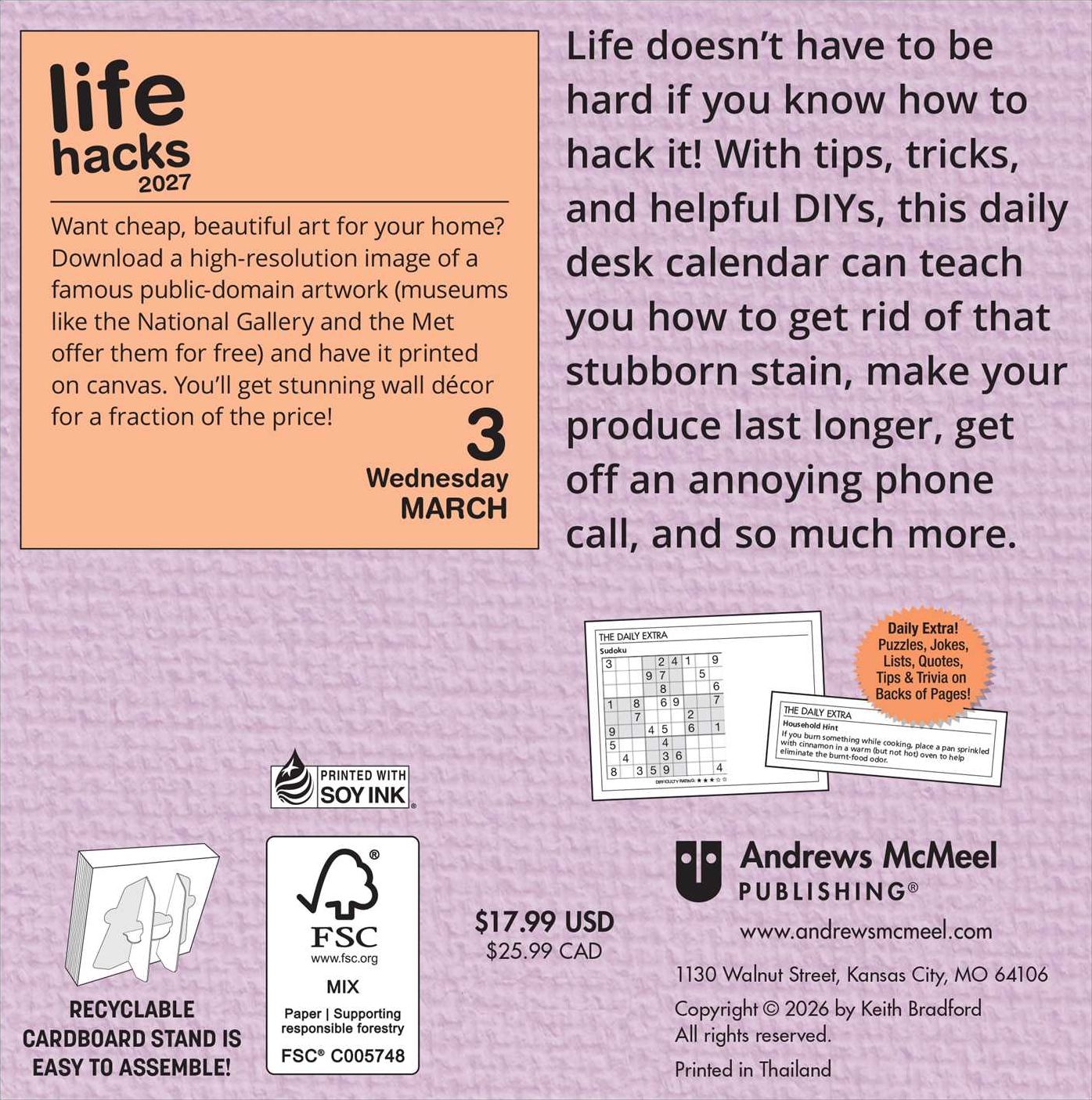 2027 Life Hacks Day-to-Day Calendar