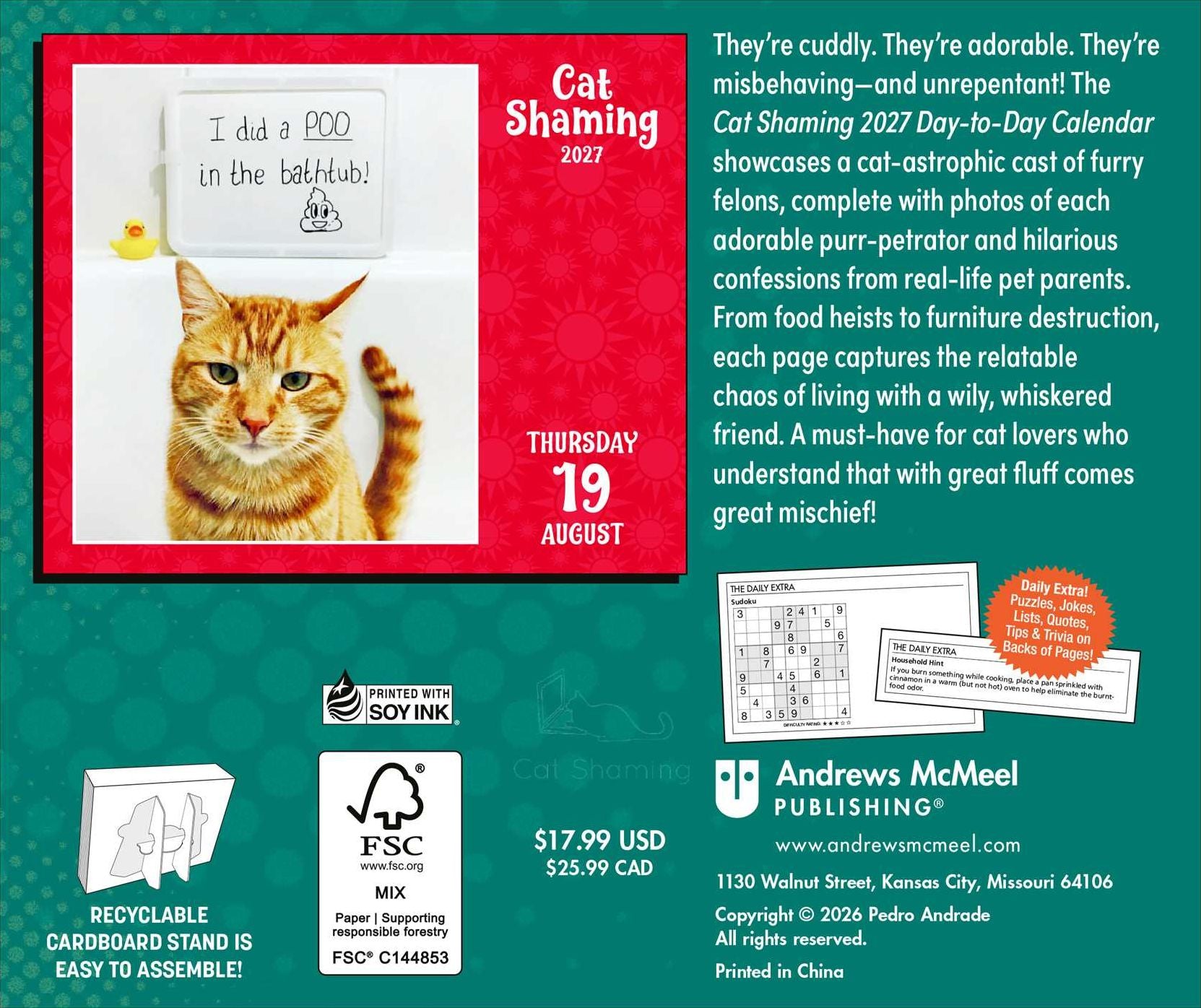 2027 Cat Shaming Day-to-Day Calendar