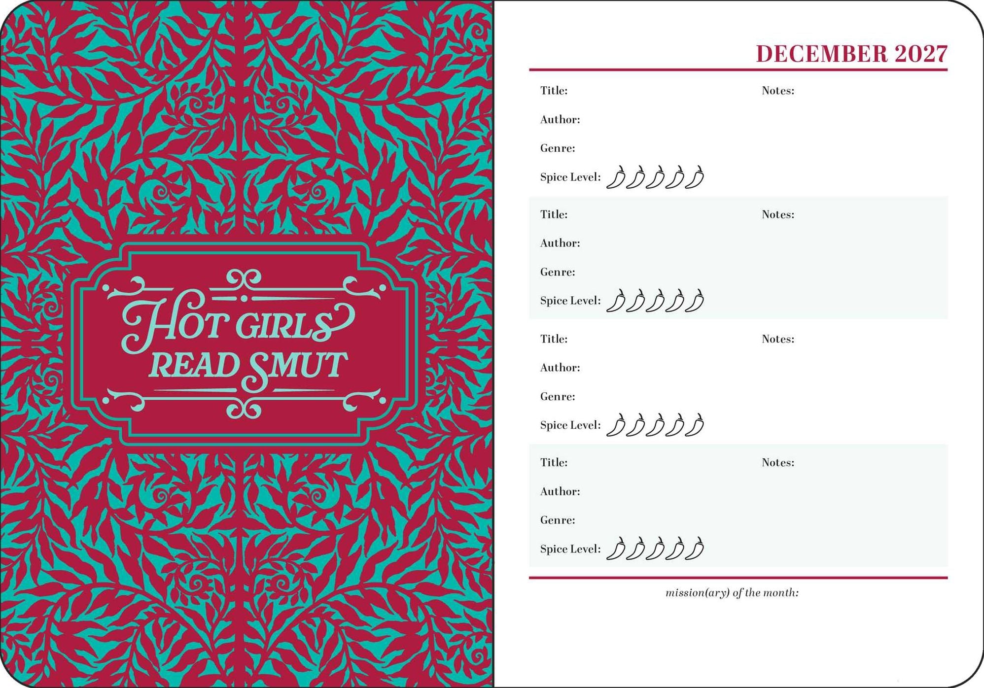 2026-2027 Spicy Book Club 16-Month Weekly/Monthly Planner