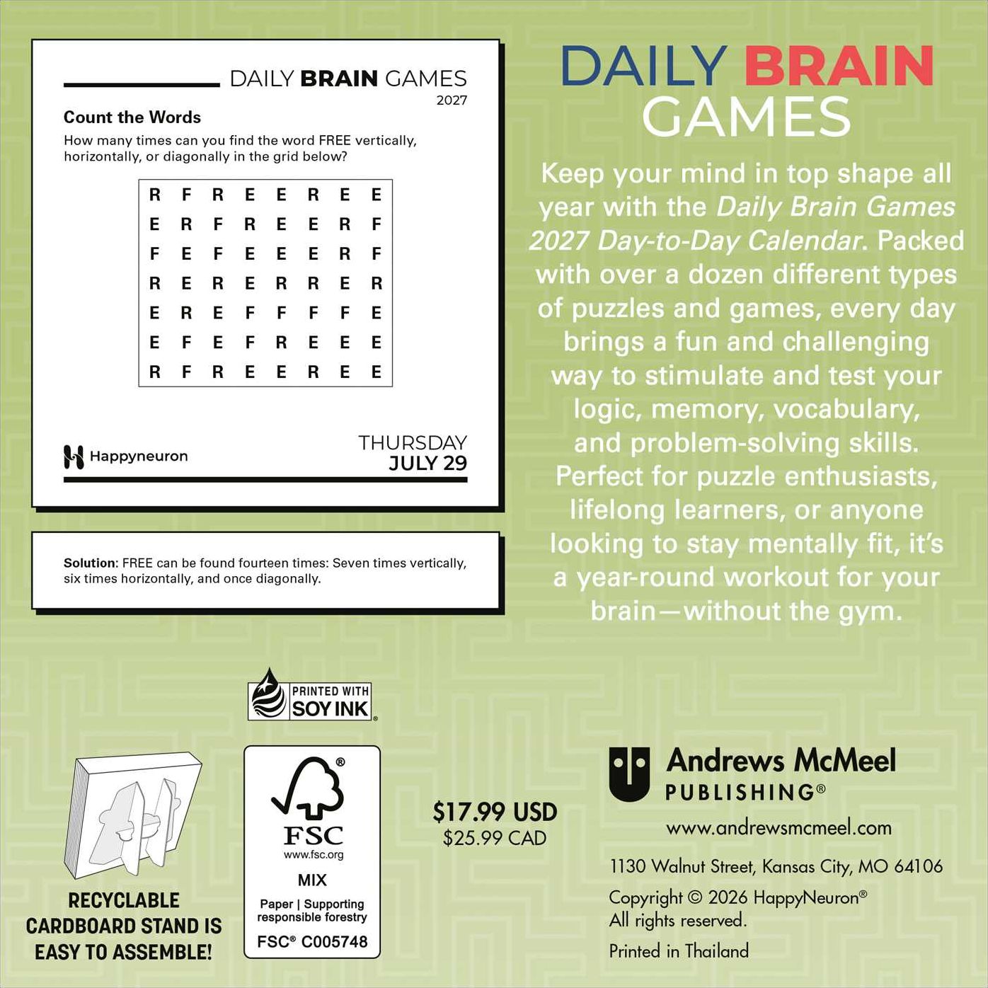 2027 Daily Brain Games Day-to-Day Calendar