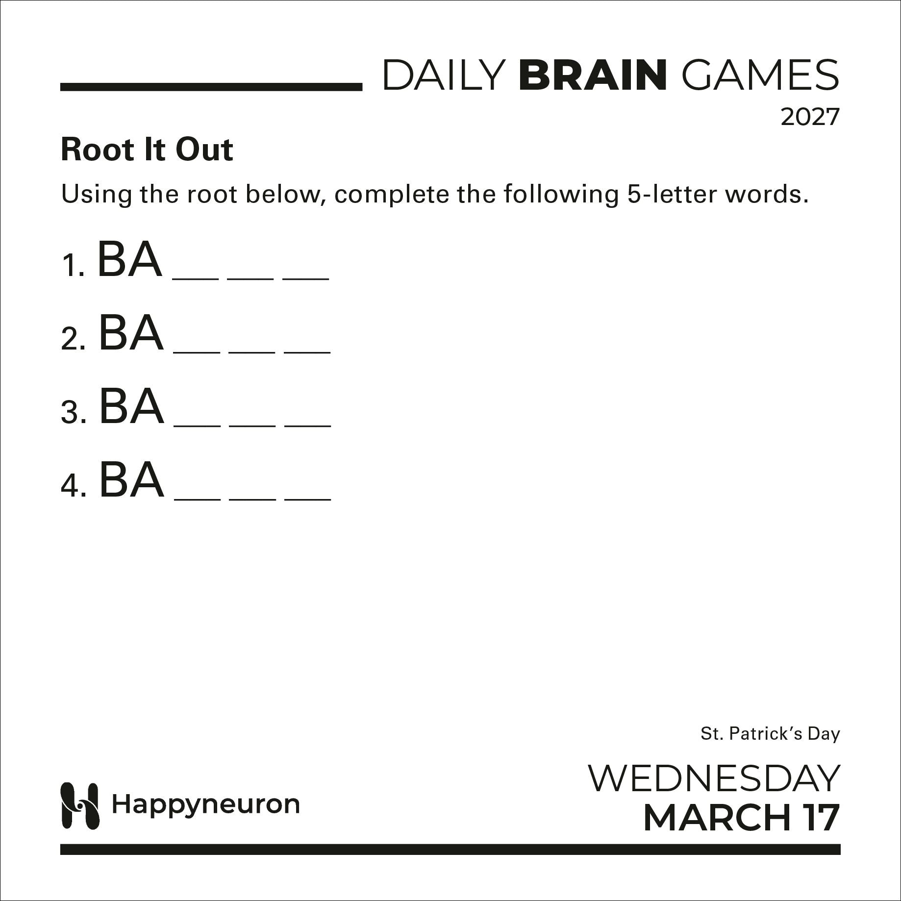 2027 Daily Brain Games Day-to-Day Calendar