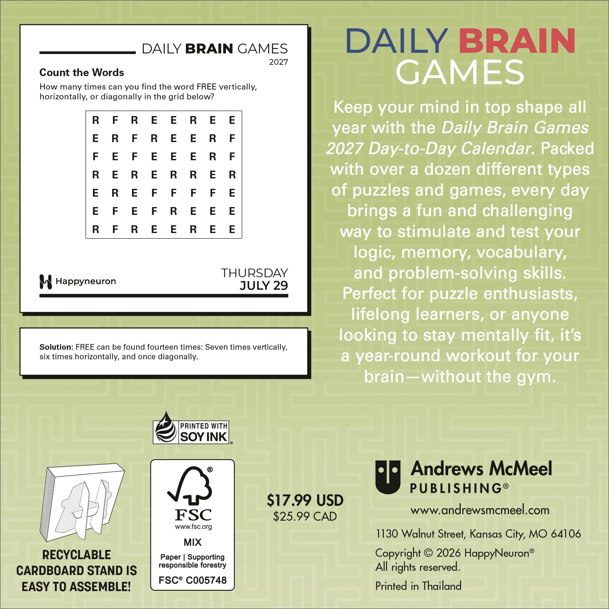 2027 Daily Brain Games Day-to-Day Calendar