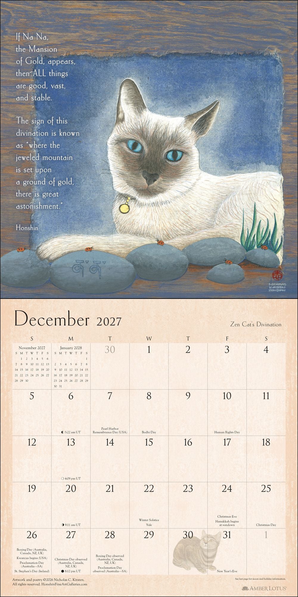 2027 Zen Cat Wall Calendar