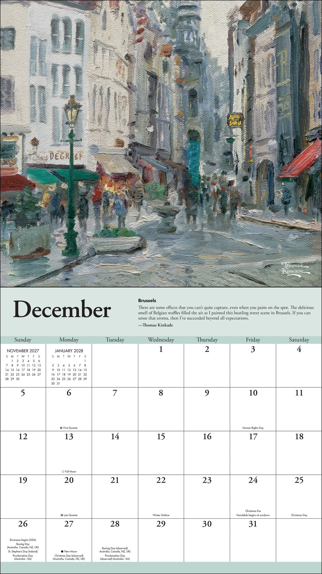 2027 Thomas Kinkade Travels Deluxe Wall Calendar
