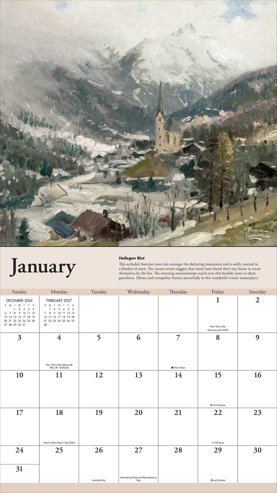 2027 Thomas Kinkade Travels Deluxe Wall Calendar