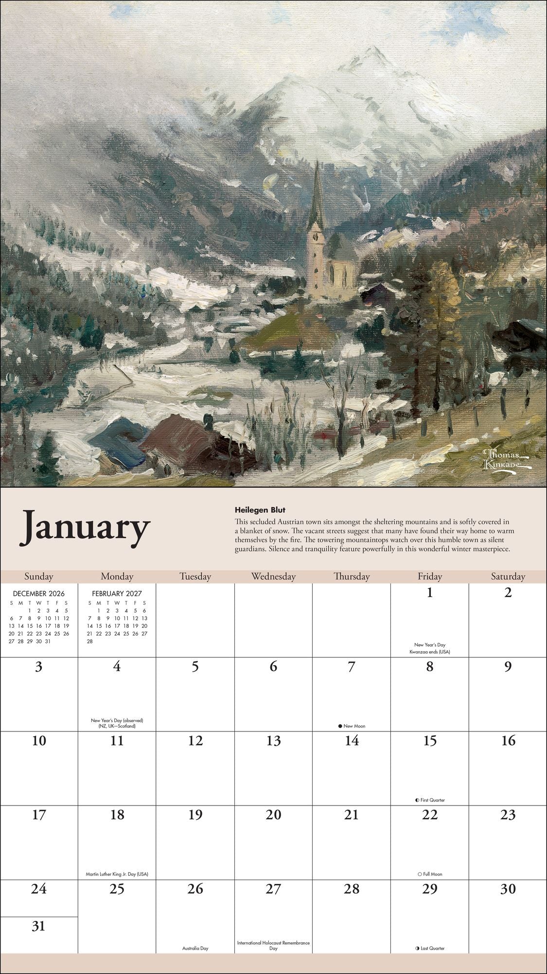 2027 Thomas Kinkade Travels Deluxe Wall Calendar