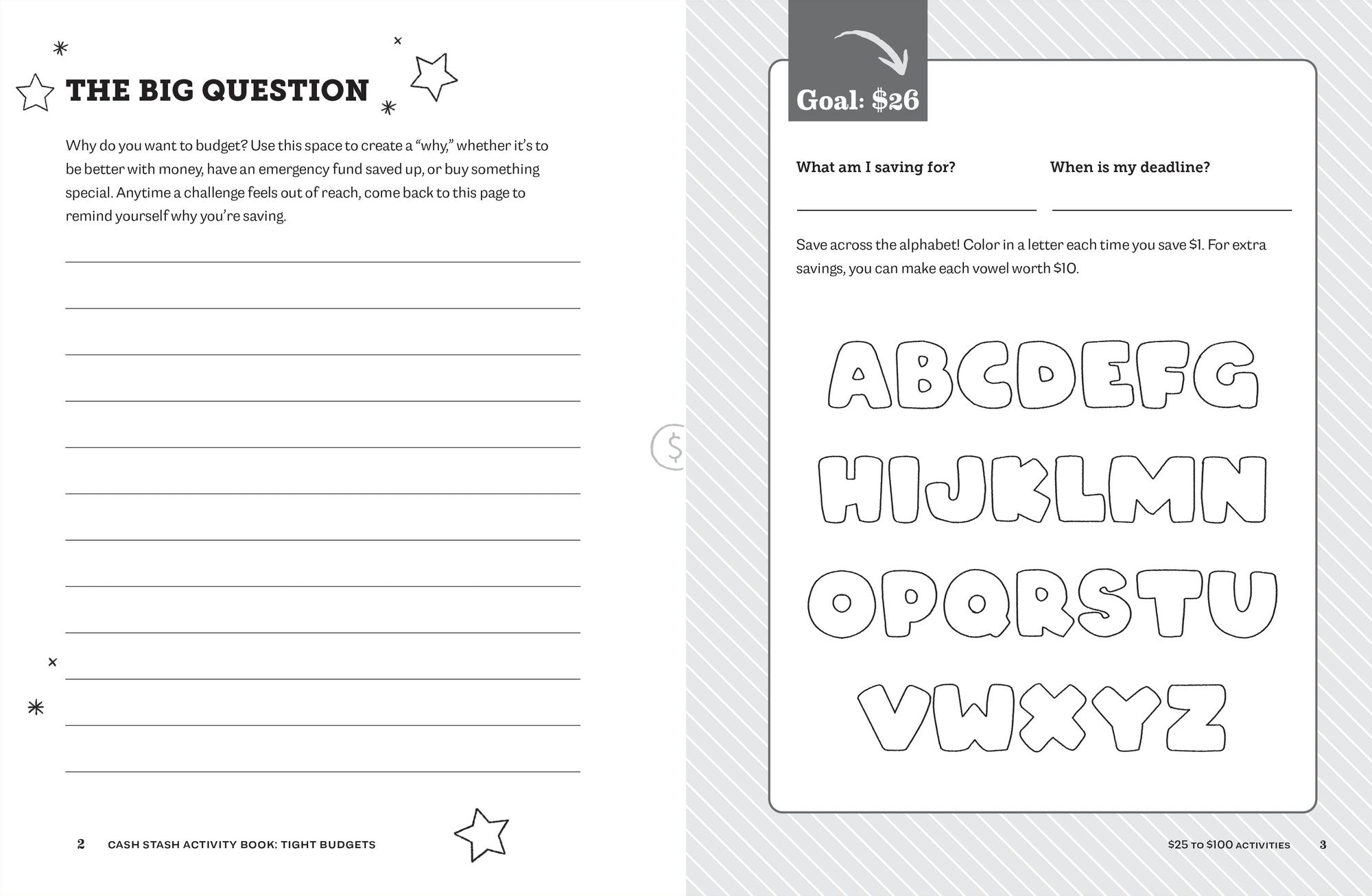 Cash Stash Activity Book: Tight Budgets: 50+ Fun Money Savings Challenges That Add Up Big