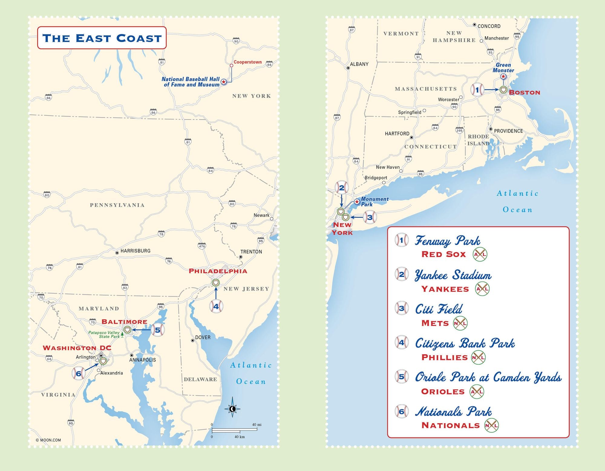 Moon Baseball Road Trips: The Complete Guide to All the Ballparks, with Beer, Bites, and Sights Nearby