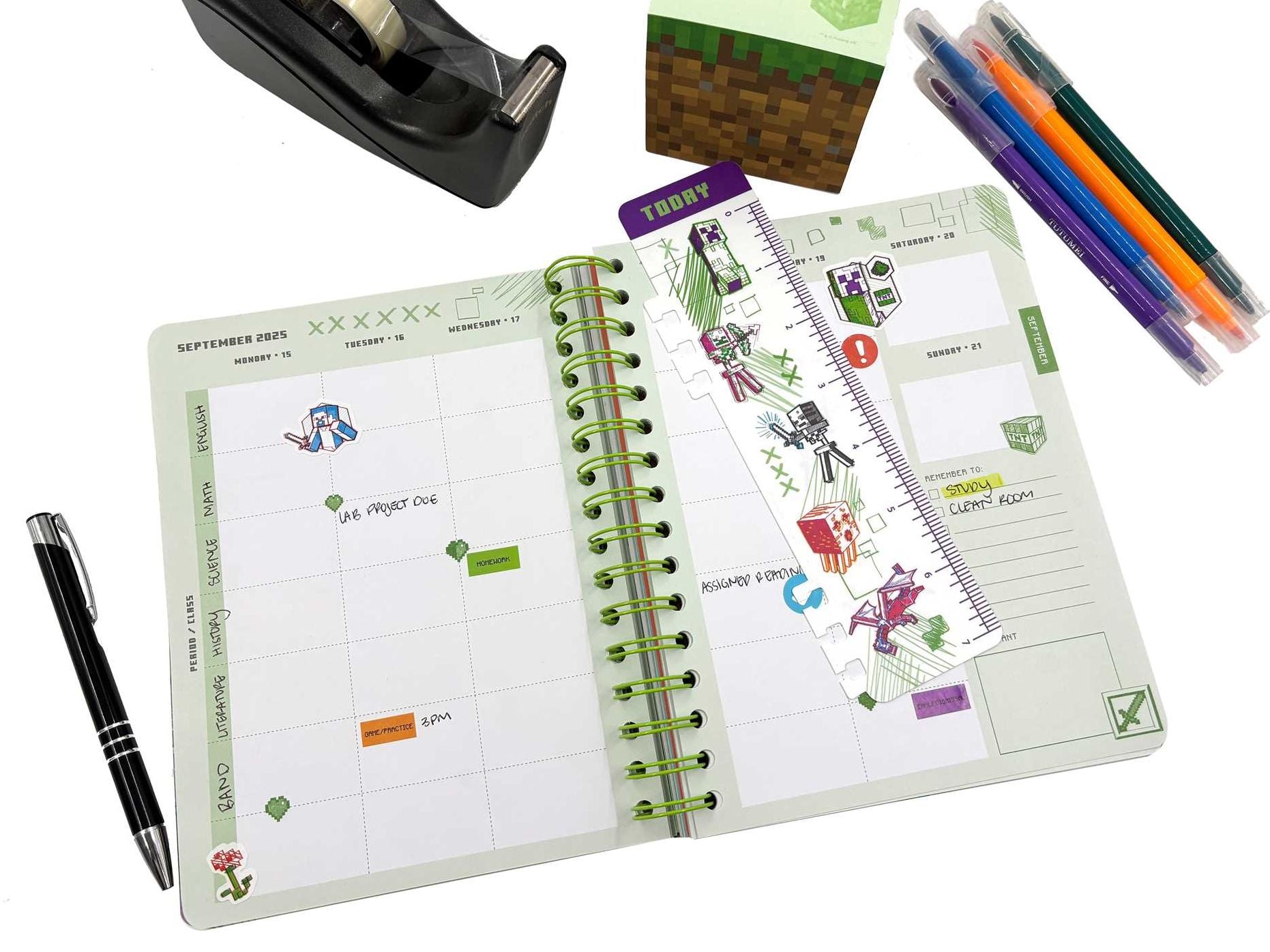 2025-2026 Minecraft Mobs Student Planner: August - July, 6.5 x 8.25