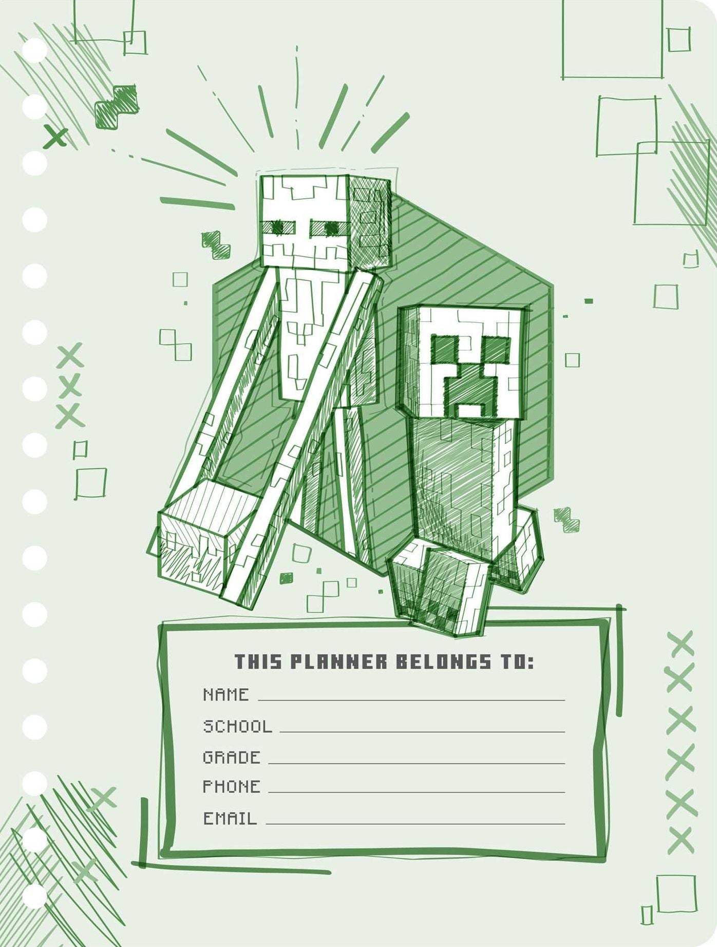 2025-2026 Minecraft Mobs Student Planner: August - July, 6.5 x 8.25