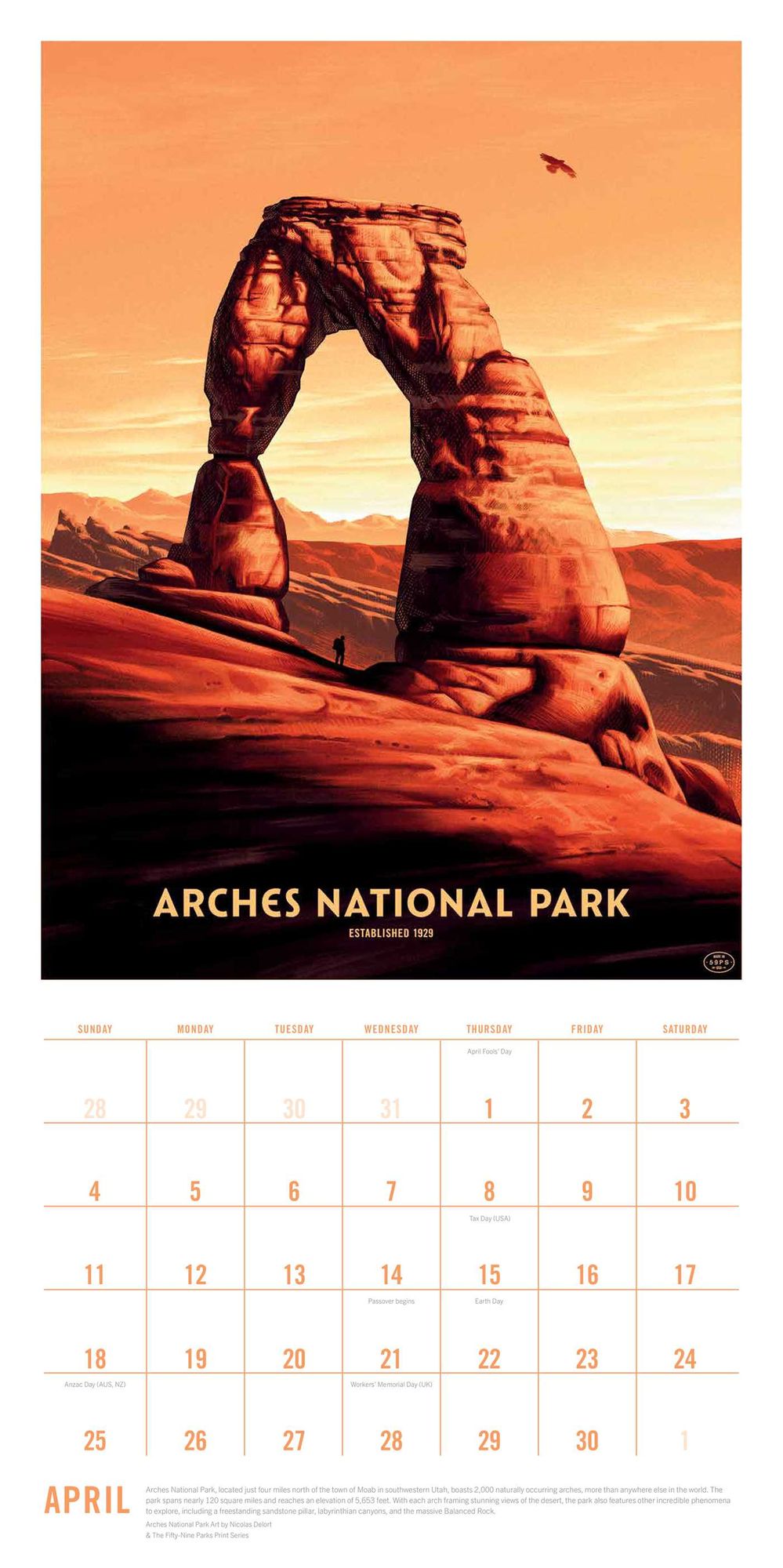 2027 The Art of the National Parks Wall Calendar