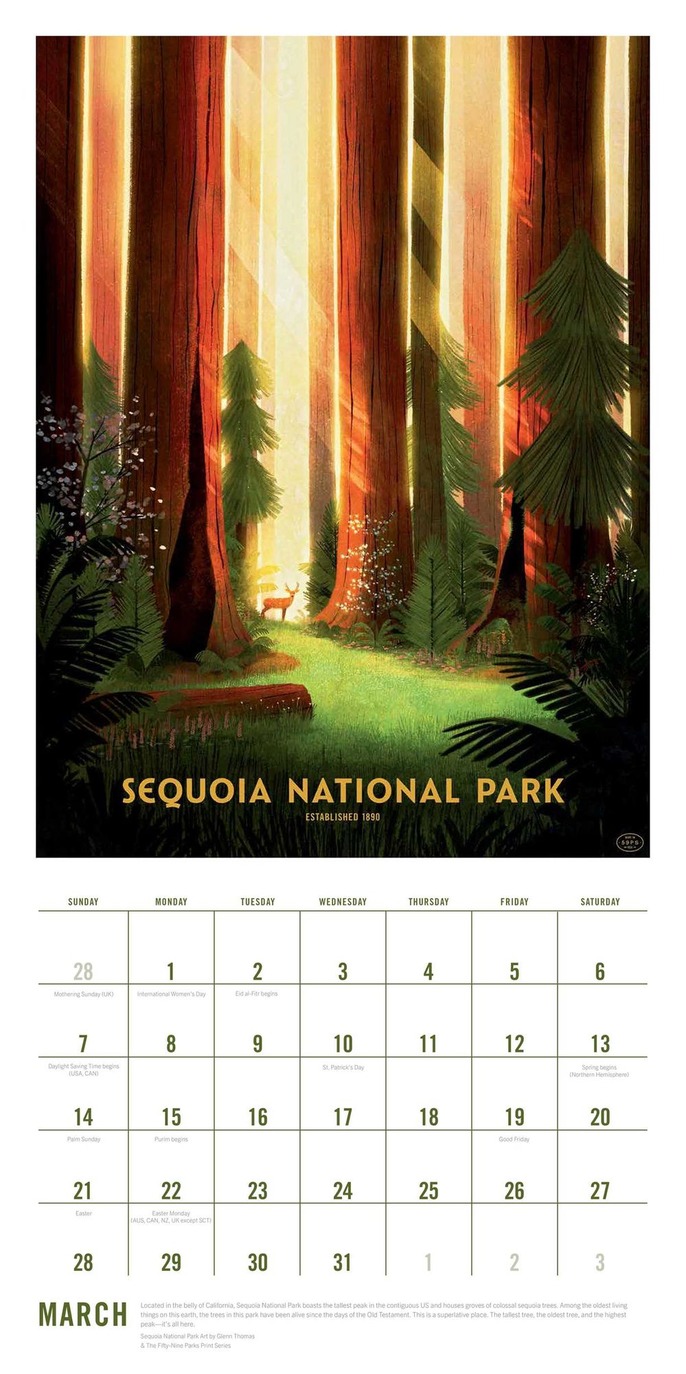 2027 The Art of the National Parks Wall Calendar