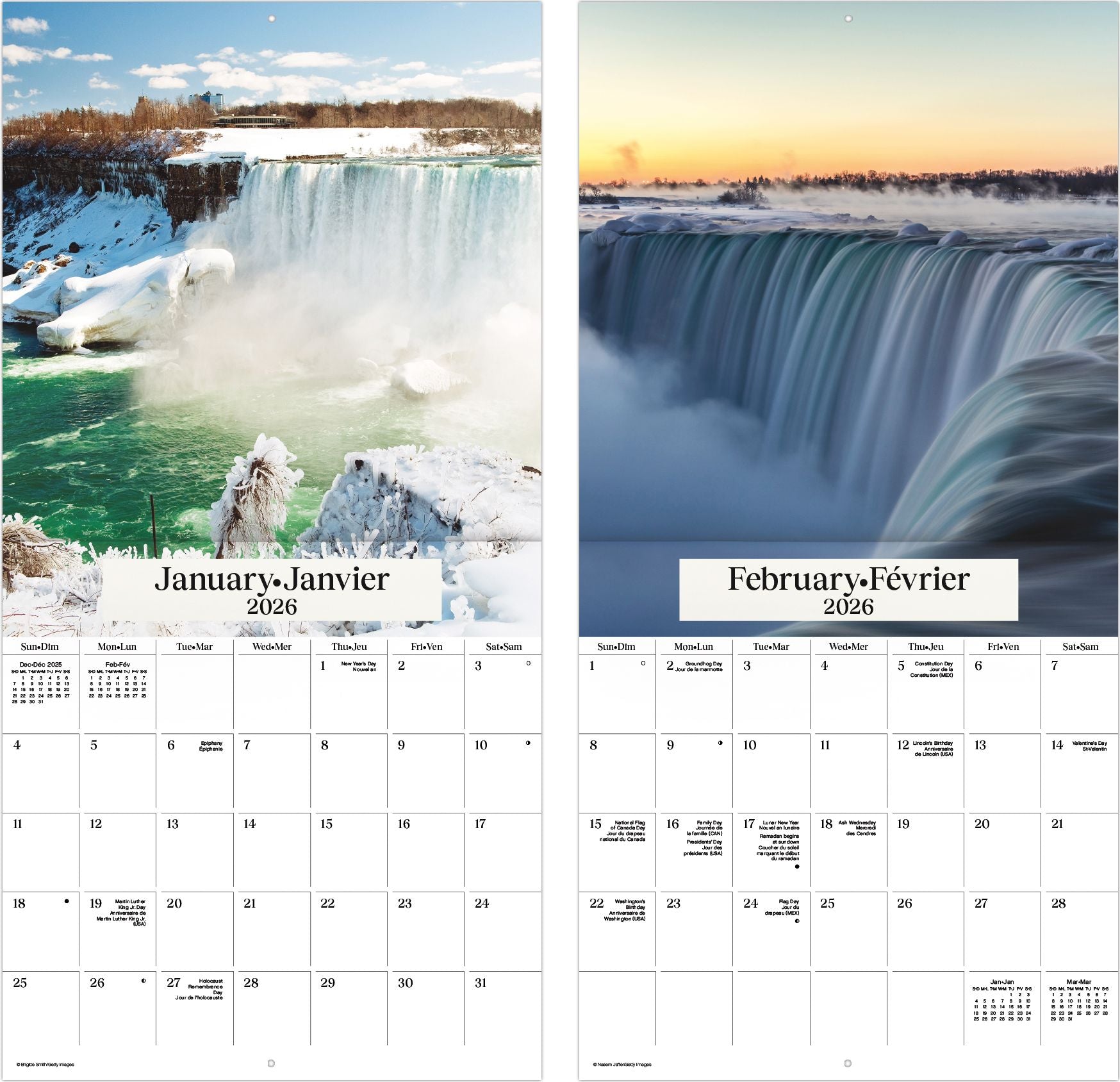 2026 Niagara Falls (Bilingual French) Wall Calendar