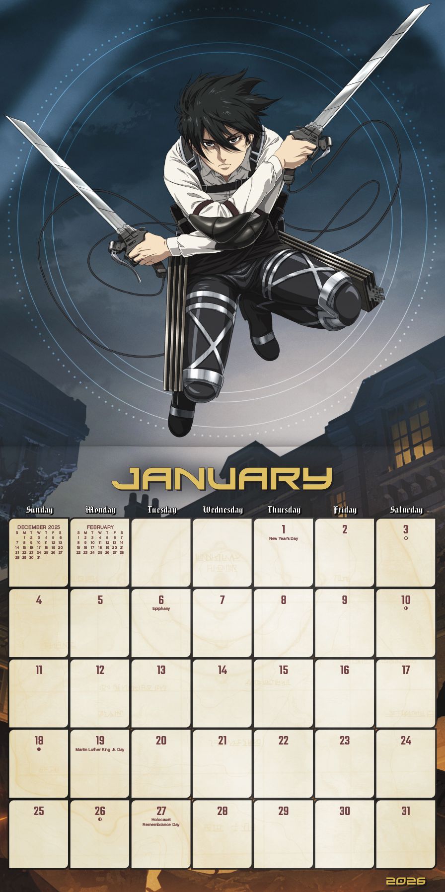2026 Attack on Titan Wall Calendar