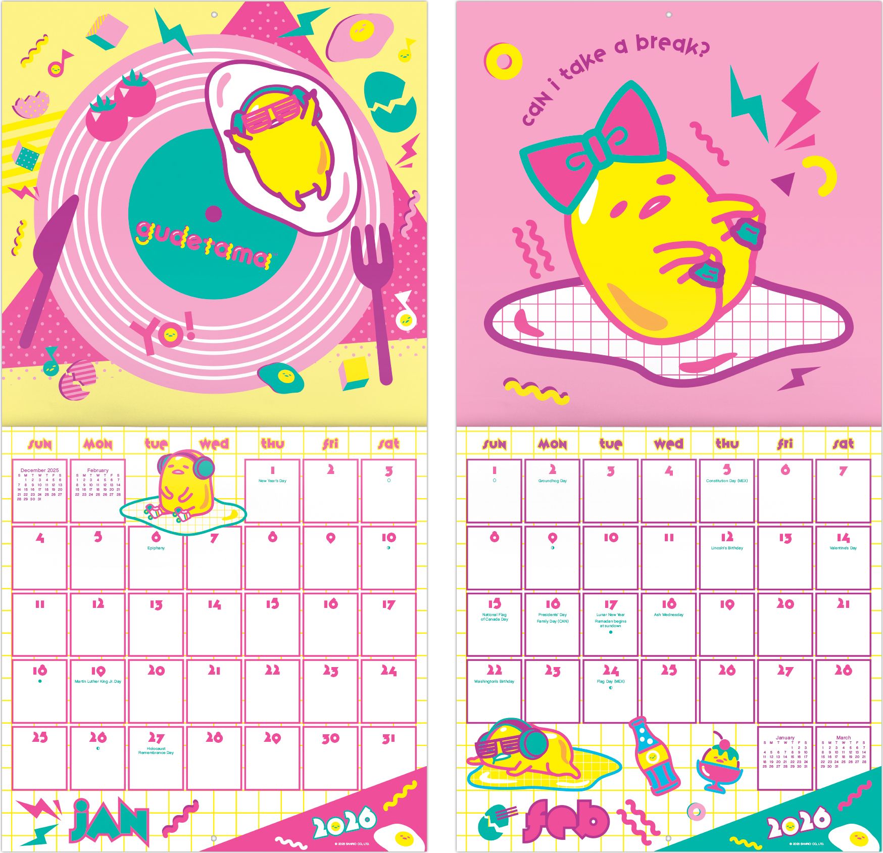 2026 Gudetama Wall Calendar