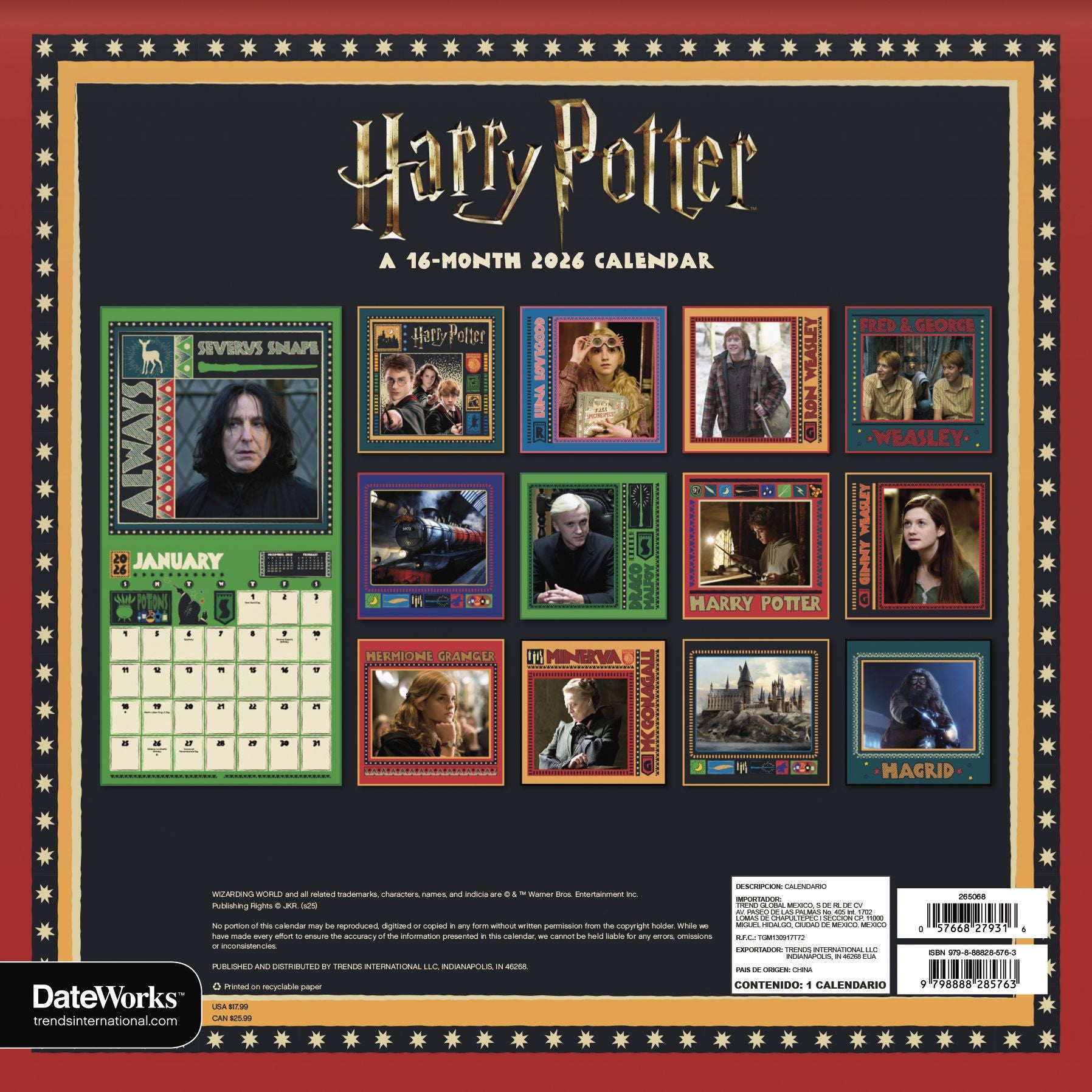 2026 Harry Potter Wall Calendar