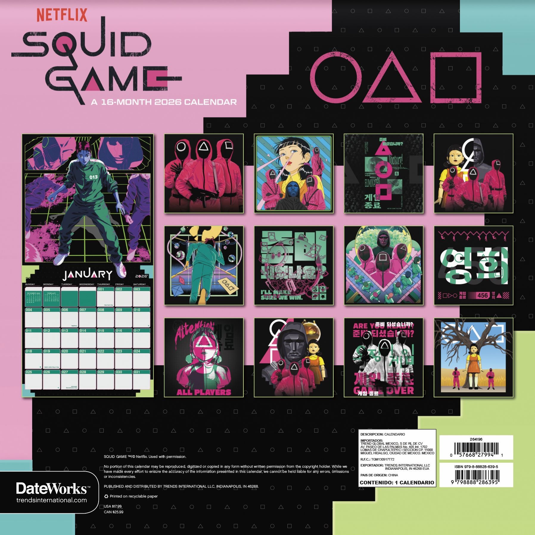 2026 Squid Game Wall Calendar