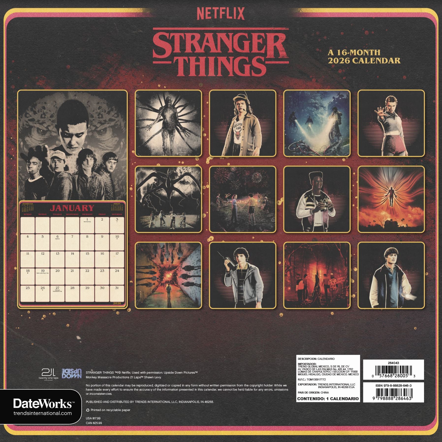 2026 Stranger Things Wall Calendar