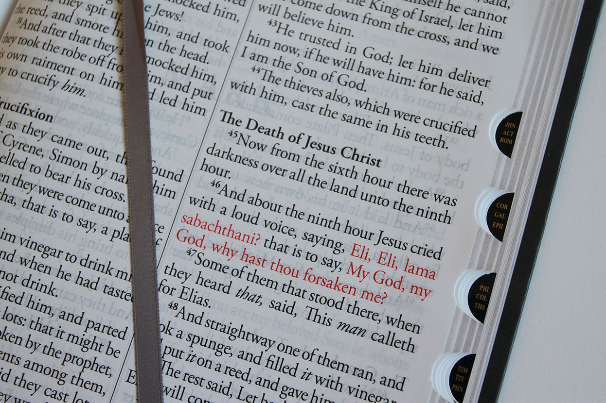 KJV Holy Bible, Giant Print Thinline Edition, Large Format, Gray Premium Imitation Leather, Red Letter, Thumb Index, Ribbon Marker