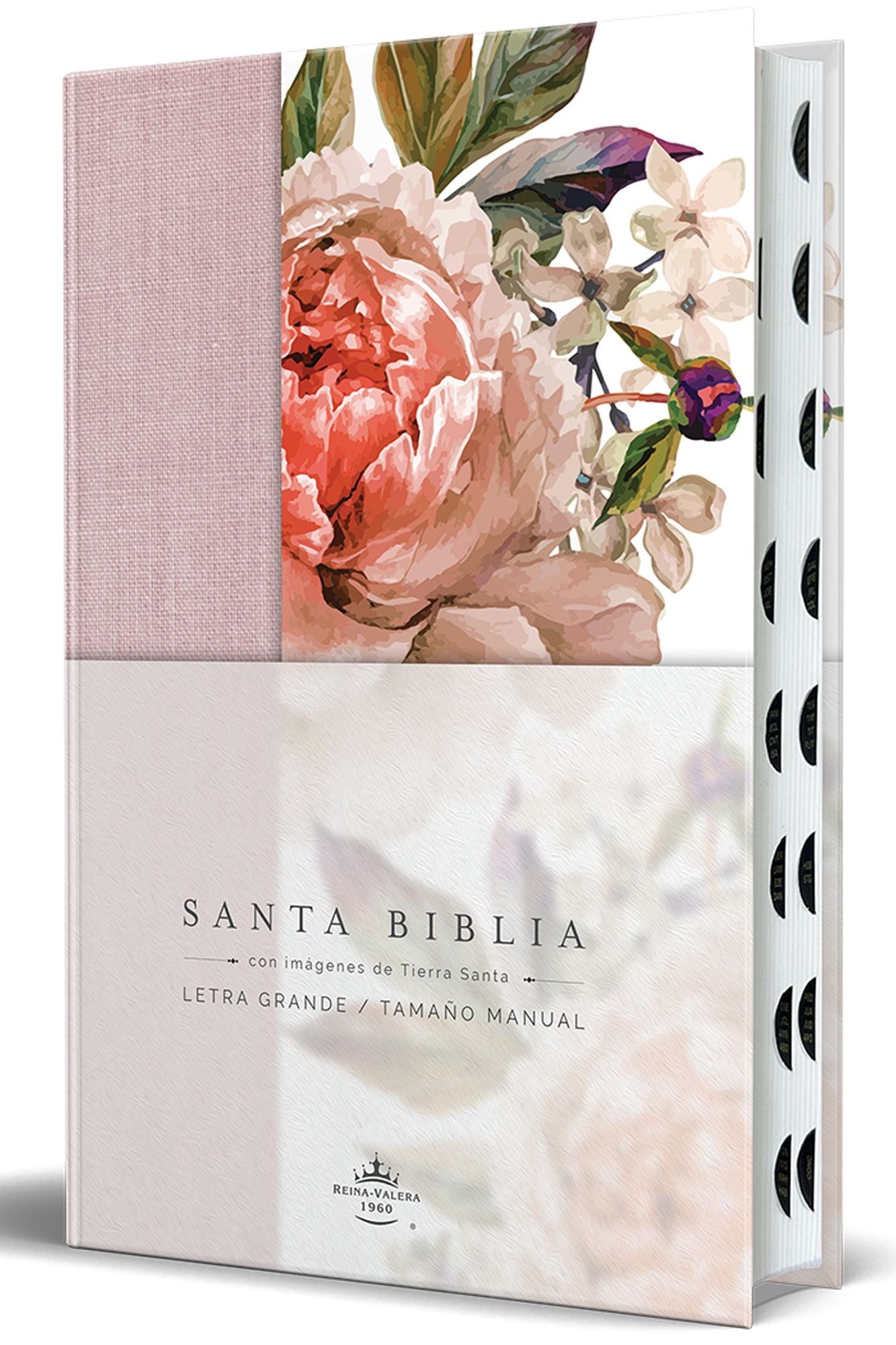 Biblia Reina Valera 1960 letra grande. Tela rosada con flores, manual con índice / Spanish Bible RVR 1960, Large Print, Pink Floral Cloth with Index