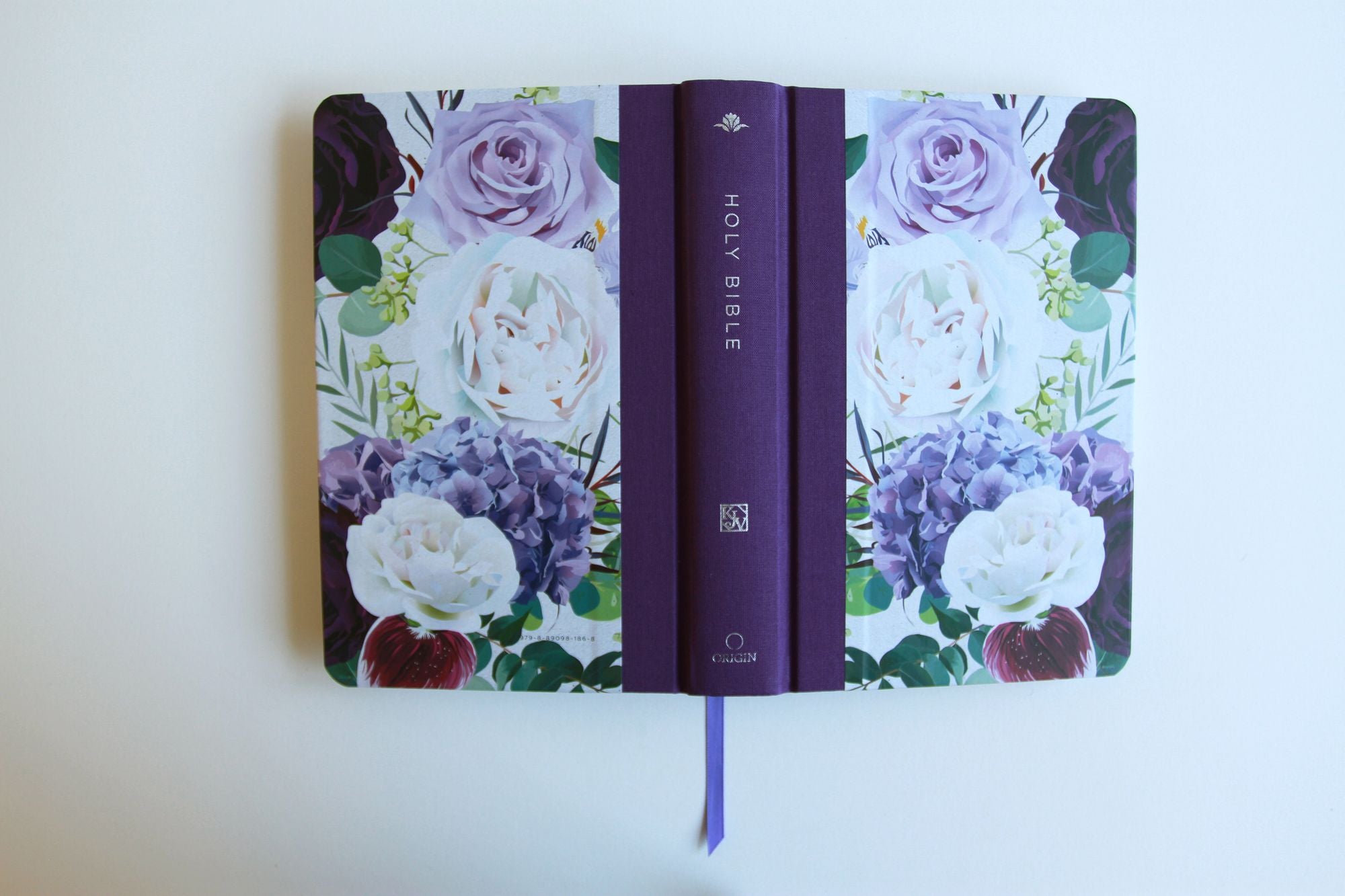 KJV Holy Bible, Large Print Medium Format, Purple Cloth Hardcover with Floral Design, Ribbon Marker, Red Letter