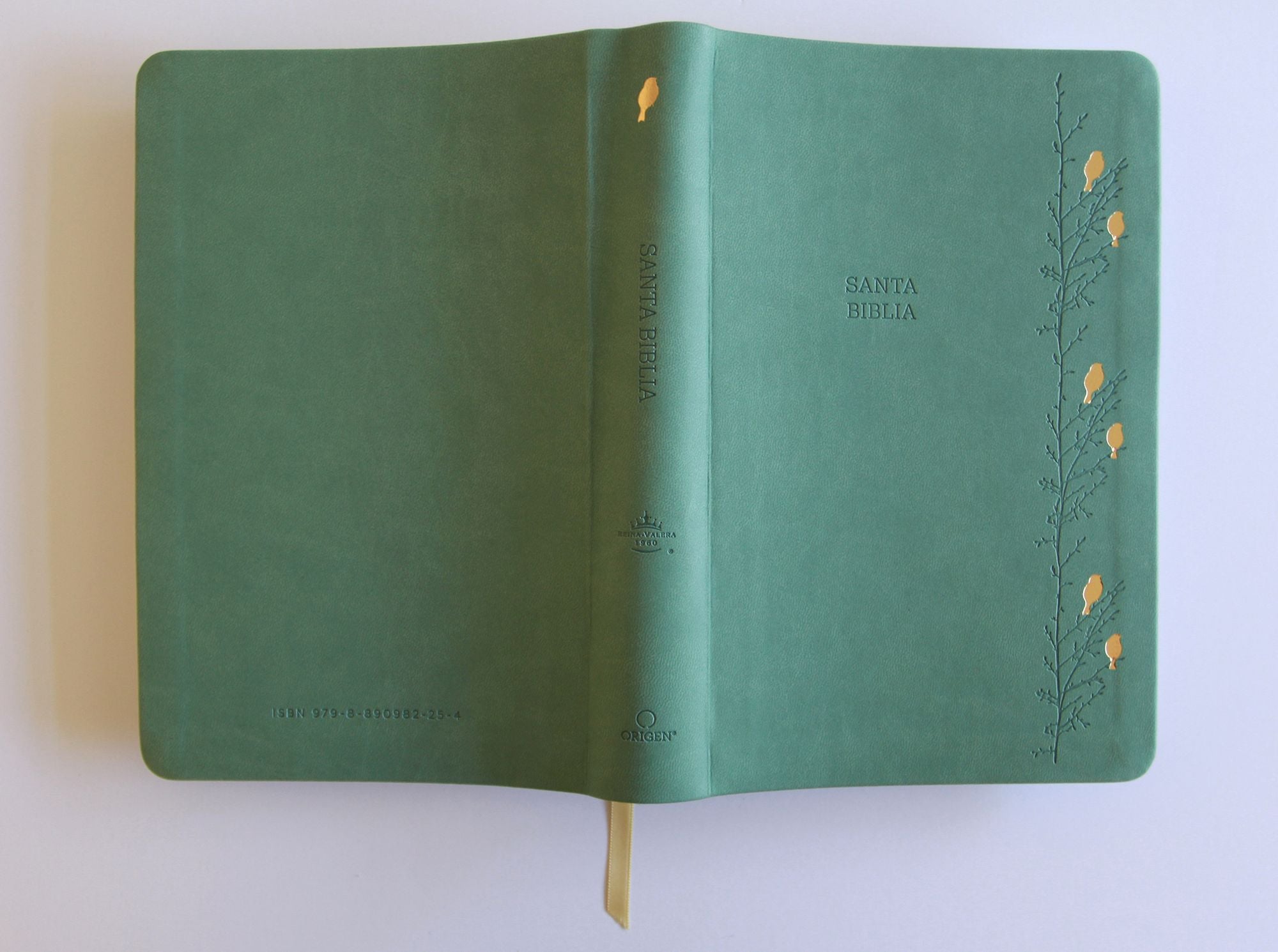 Biblia RVR 1960 Letra gigante símil piel verde con pájaros (Edición cantos pintados) / Spanish Bible RVR 1960 Giant Print Handy Size Leathersoft Green