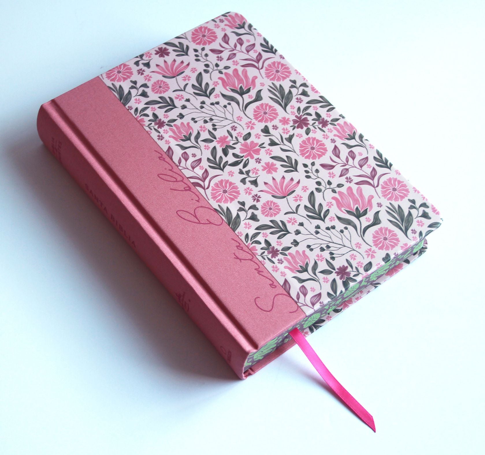 Biblia de Apuntes RVR 1960. Tapa dura, rosada con flores / Spanish Journalling Bible RVR 1960 Hardcover Pink with Flowers