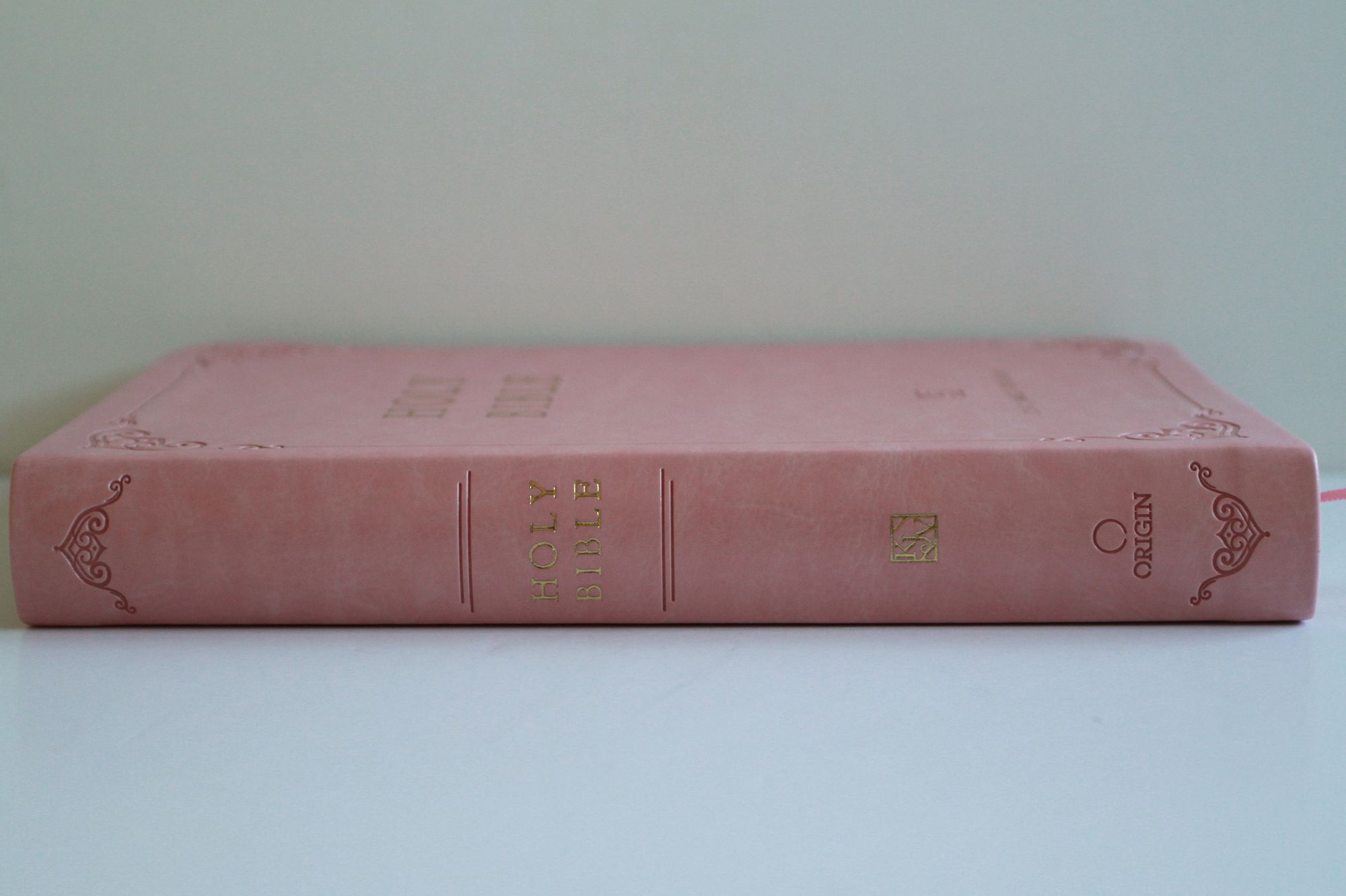 KJV Holy Bible, Large Print Handy Size Format, Pink Premium Imitation Leather with Ribbon Marker, Red Letter, Thumb Index