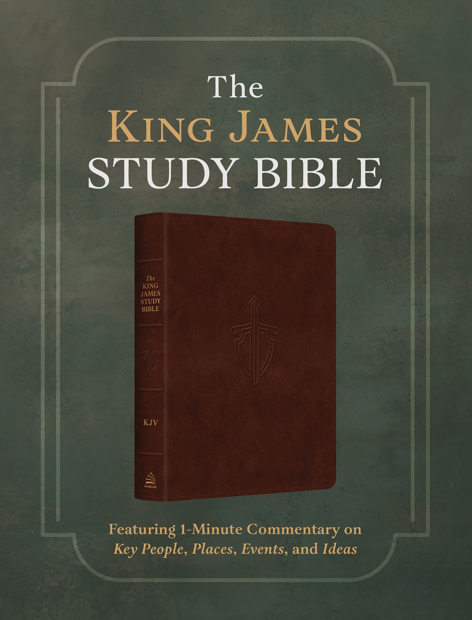 The King James Study Bible: Featuring 1-Minute Commentary on Key People, Places, Events, and Ideas [Burgundy Sword & Shield]