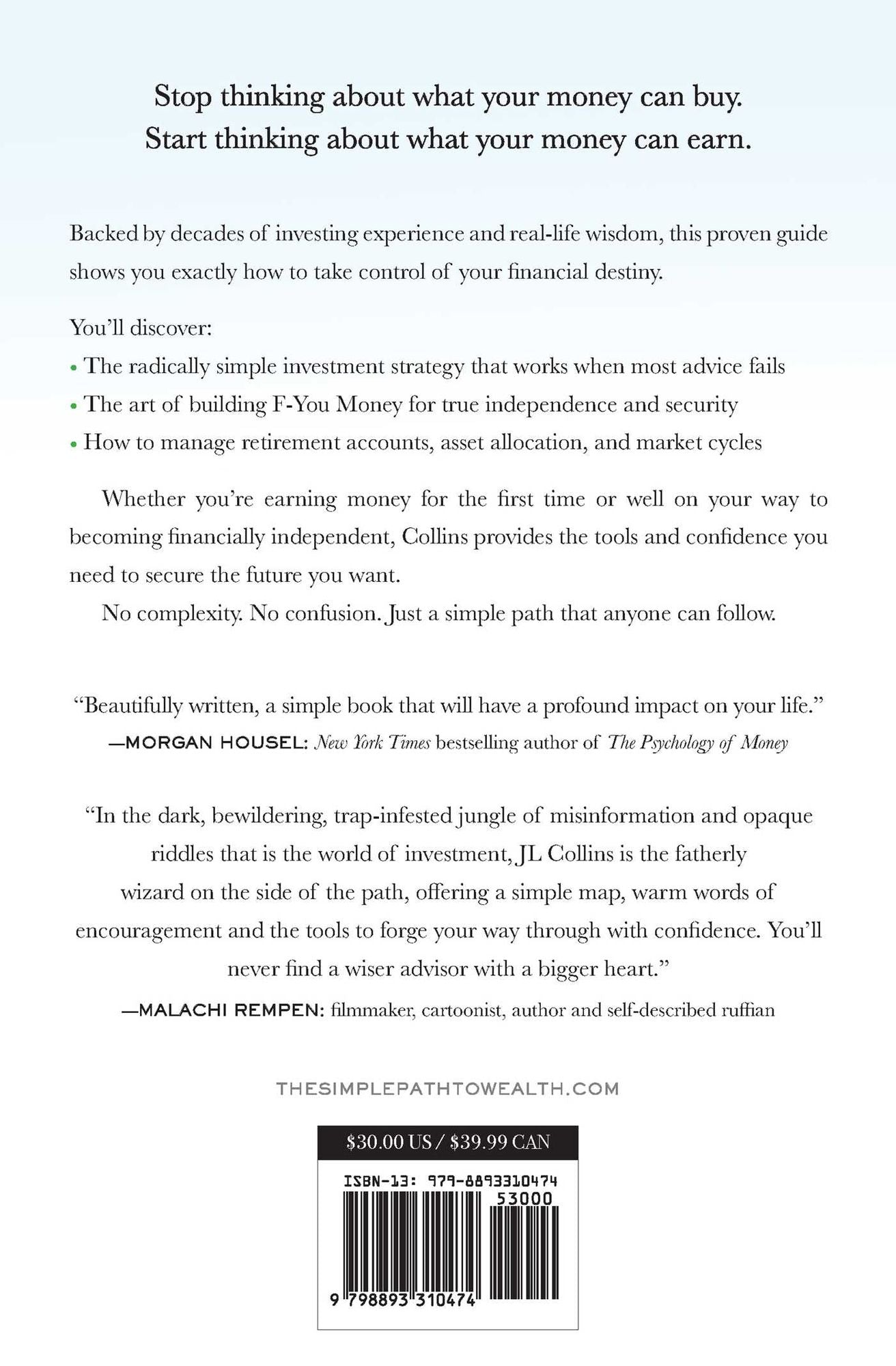 The Simple Path to Wealth: Your Road Map to Financial Independence and a Rich, Free Life