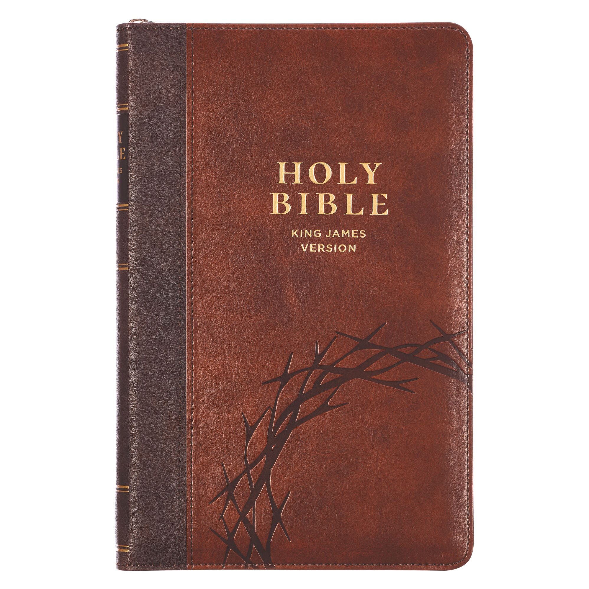 KJV Bible Deluxe Gift (Faux Leather, Crown of Thorns, Two-Tone W/Zipper Isa. 53:5)