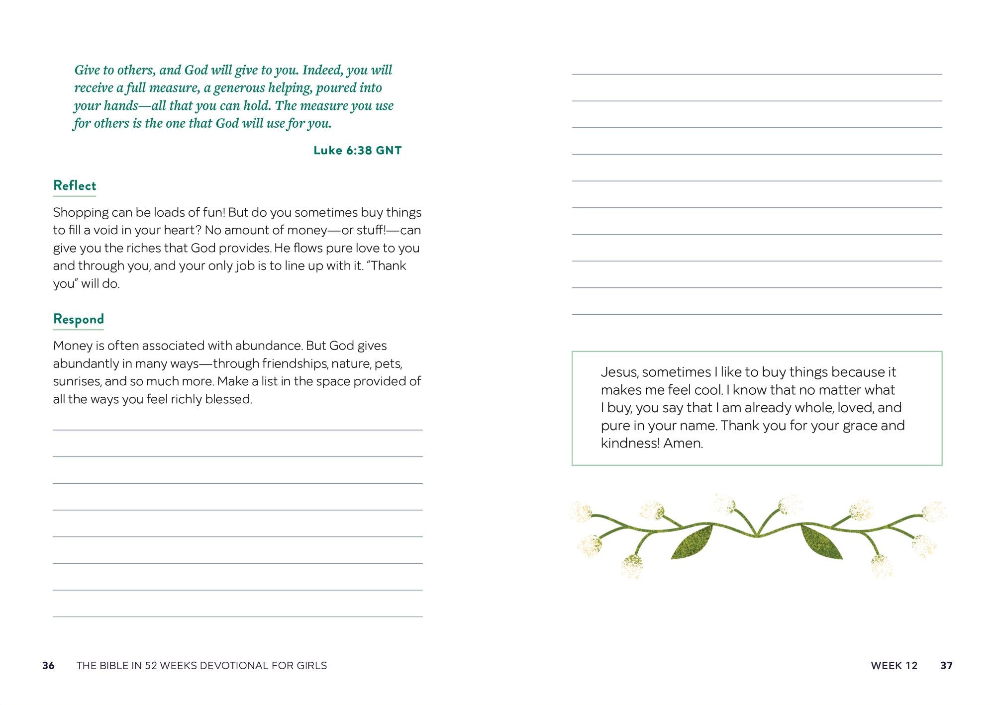 The Bible in 52 Weeks Devotional for Girls: A Year of Growing in Faith