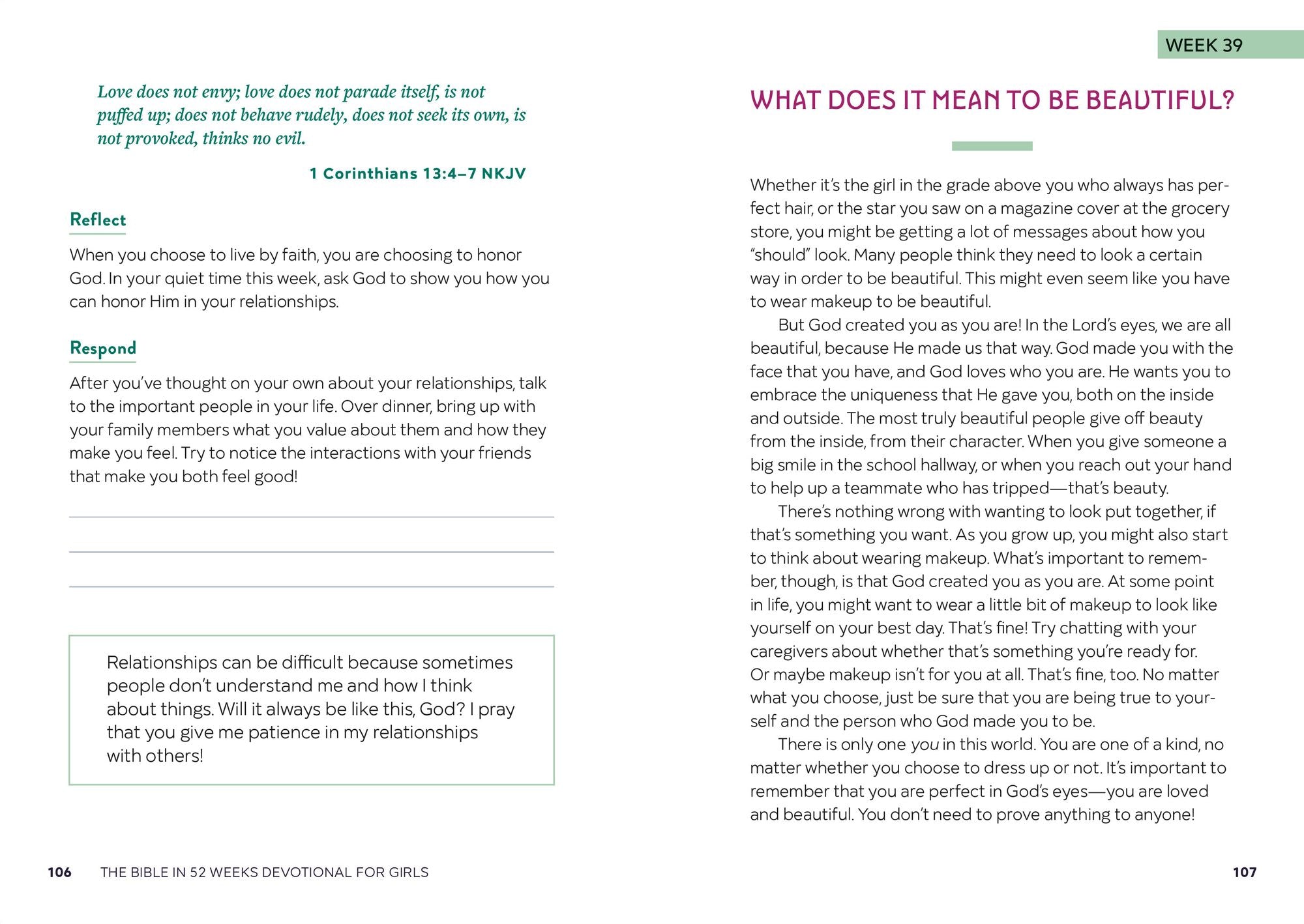 The Bible in 52 Weeks Devotional for Girls: A Year of Growing in Faith