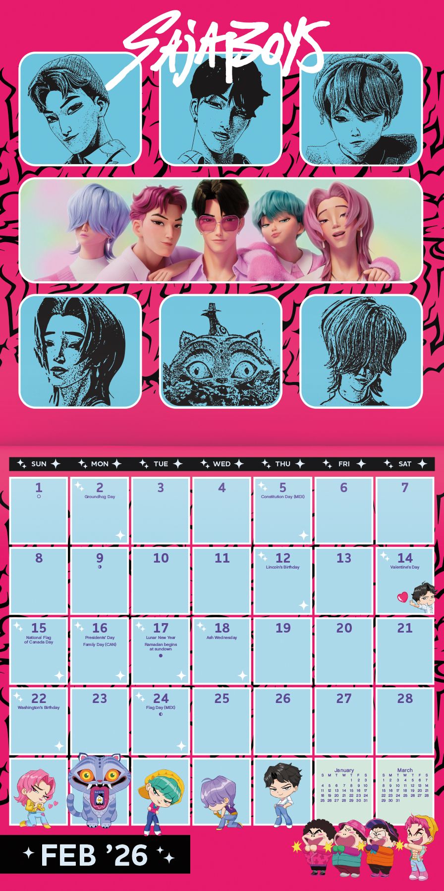 2026 Kpop Demon Hunters Wall Calendar