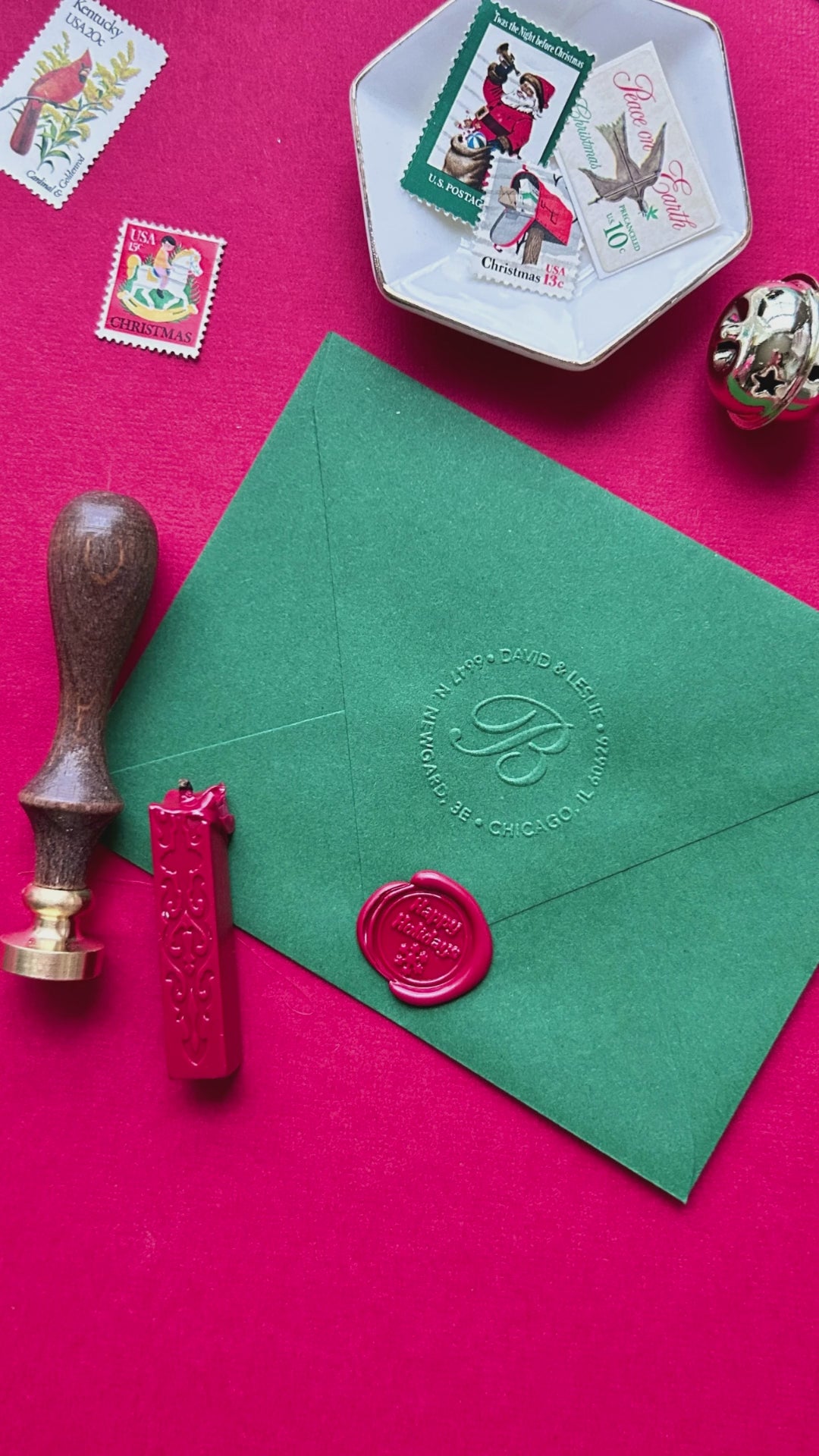 Video displaying how to use the Holiday Wax Seal kit as an envelope seal.